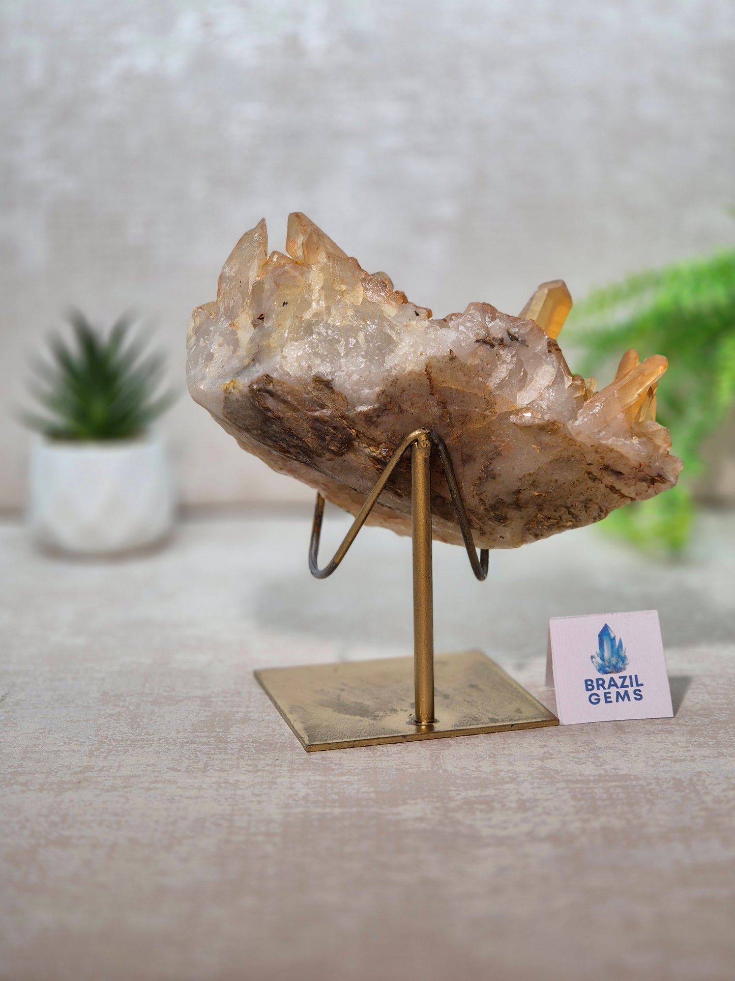 Tangerine Quartz Cluster on stand