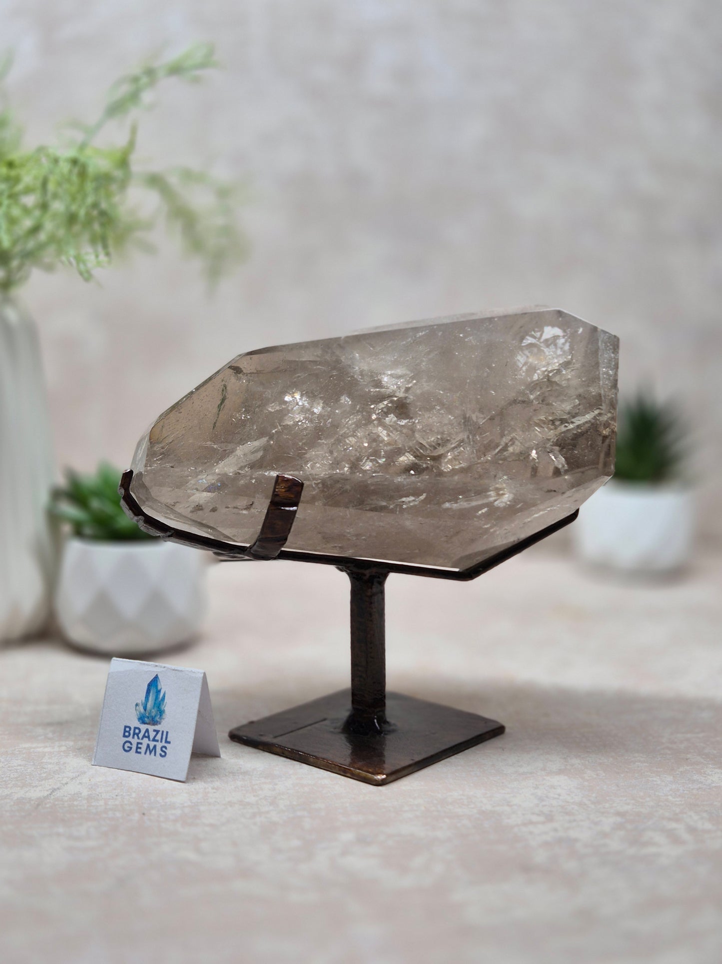 Smoky Quartz with Inclusions Free Form on the stand