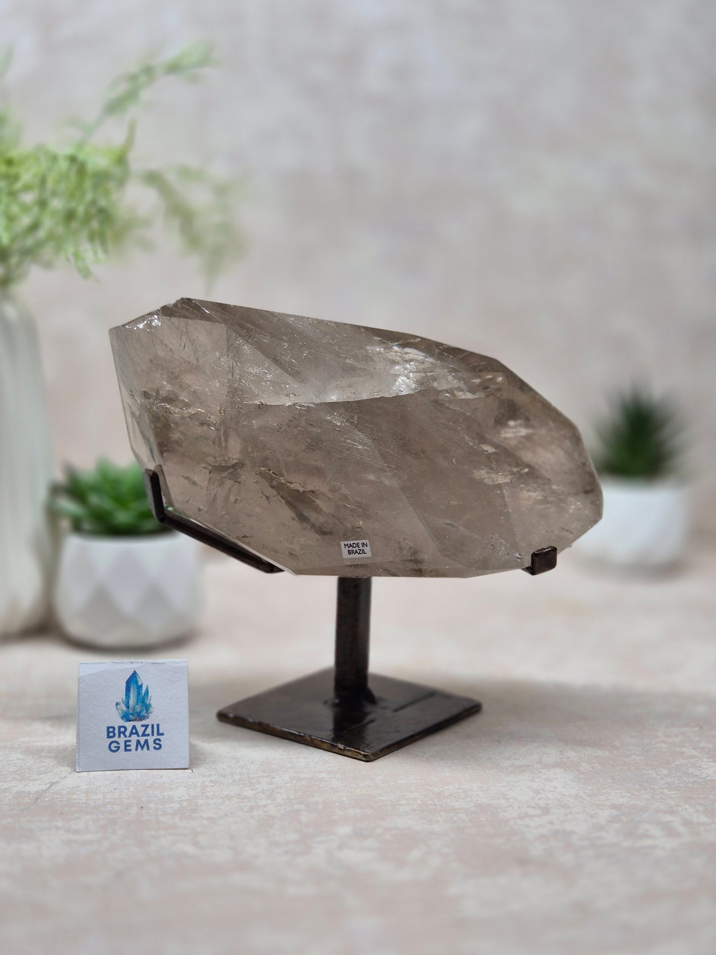 Smoky Quartz with Inclusions Free Form on the stand