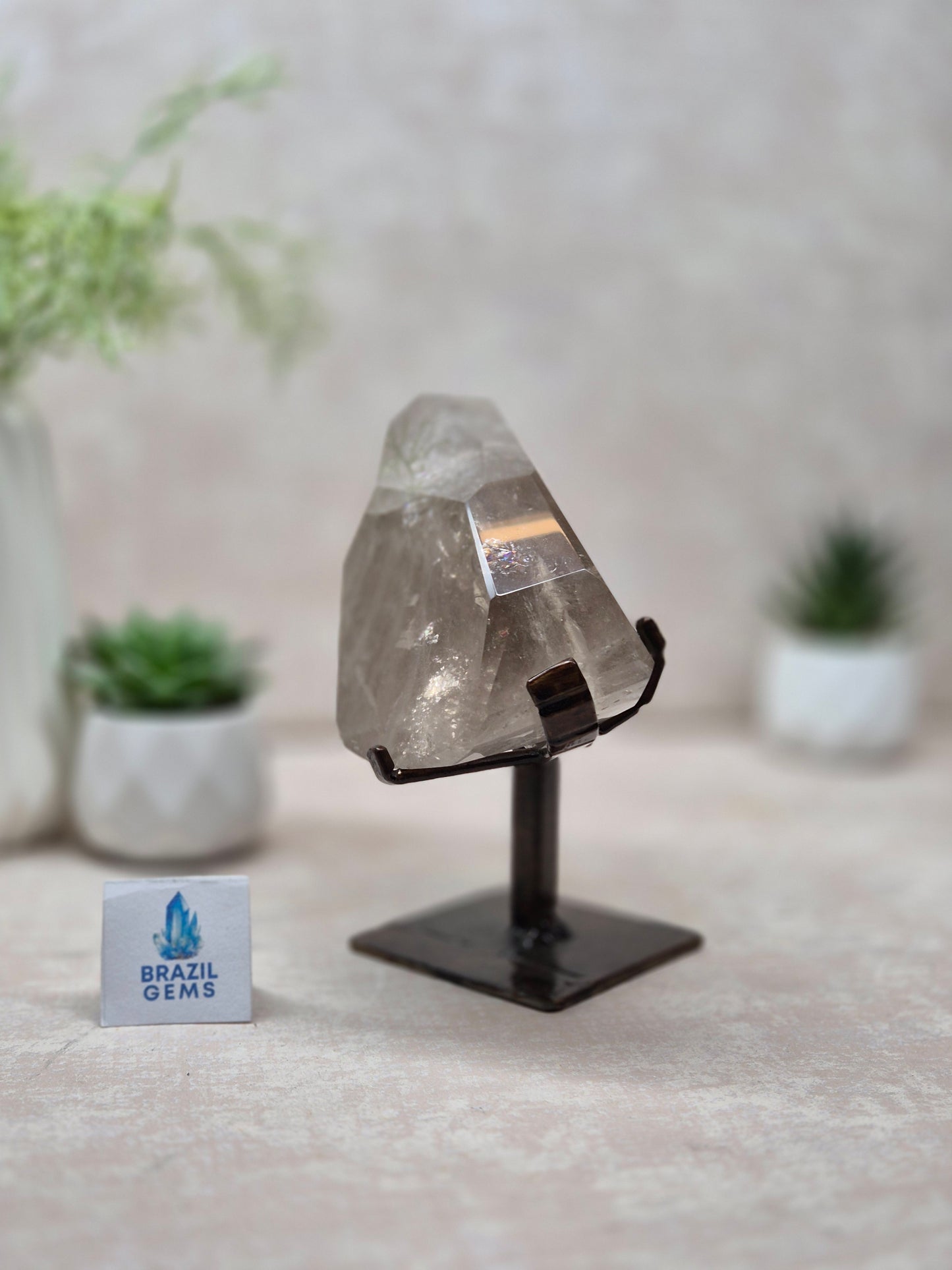 Smoky Quartz with Inclusions Free Form on the stand