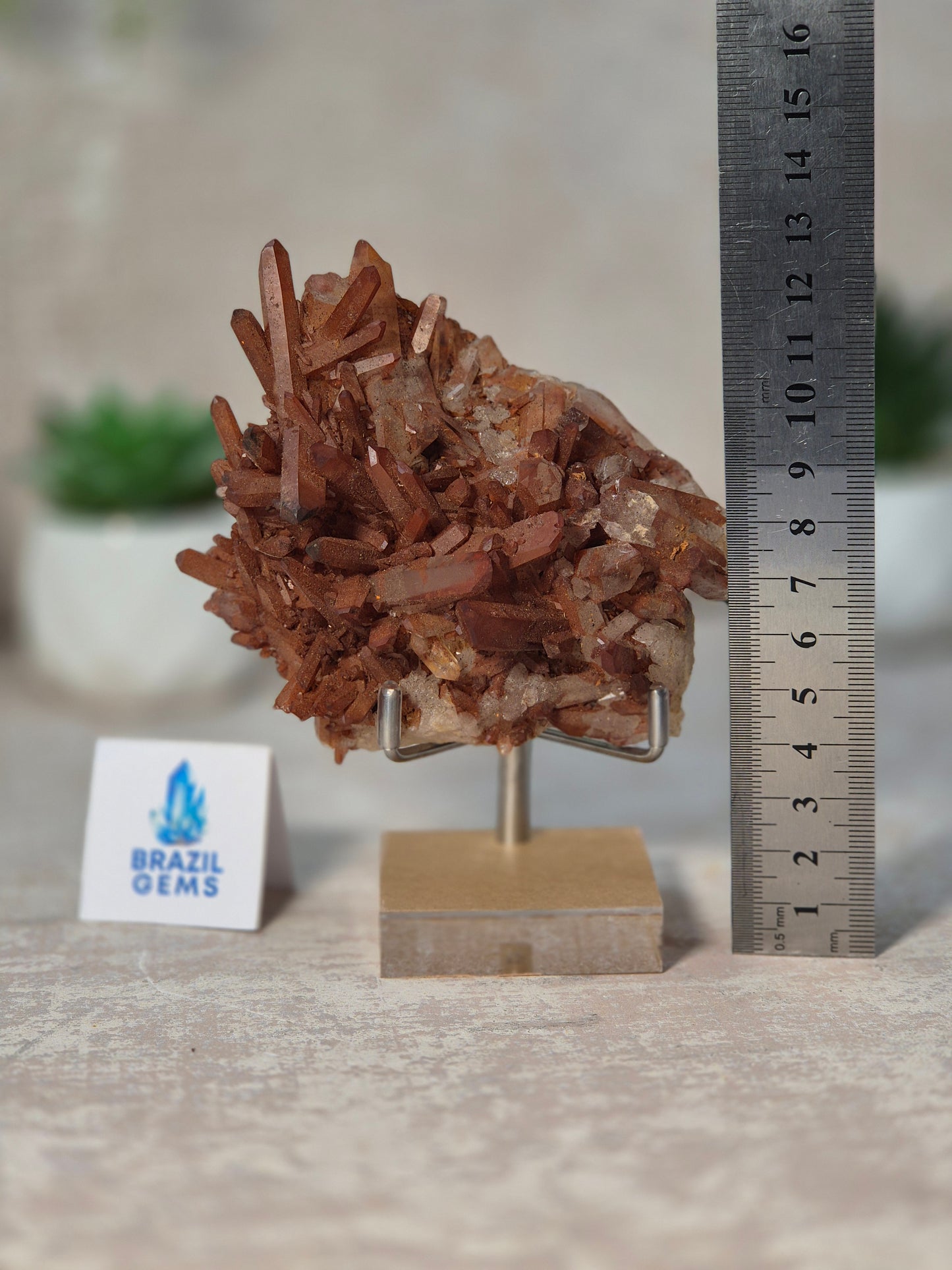 Tangerine Quartz Cluster on stand