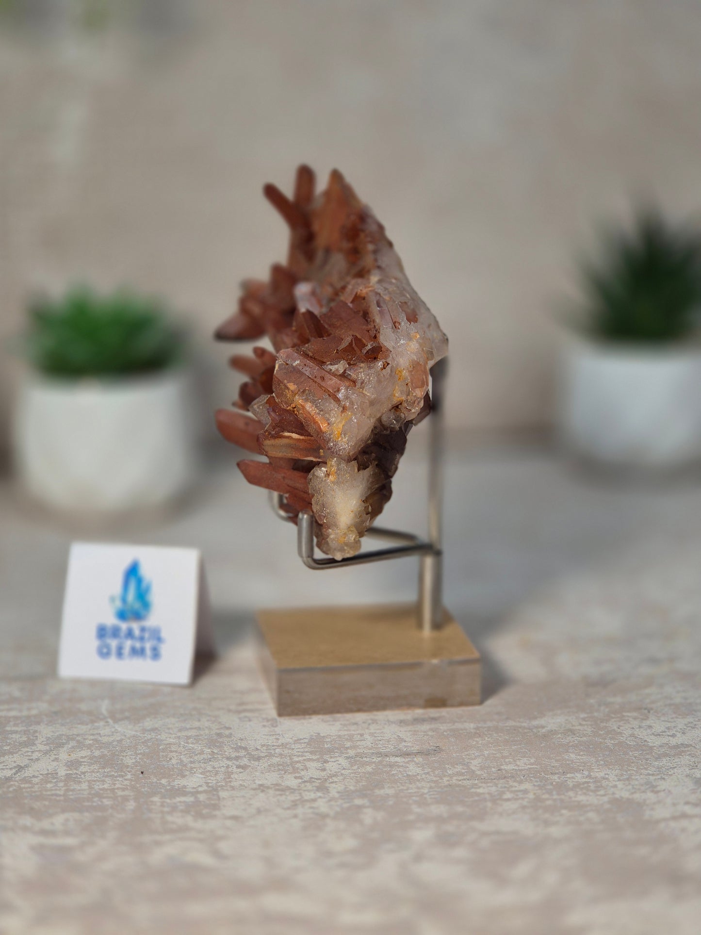 Tangerine Quartz Cluster on stand