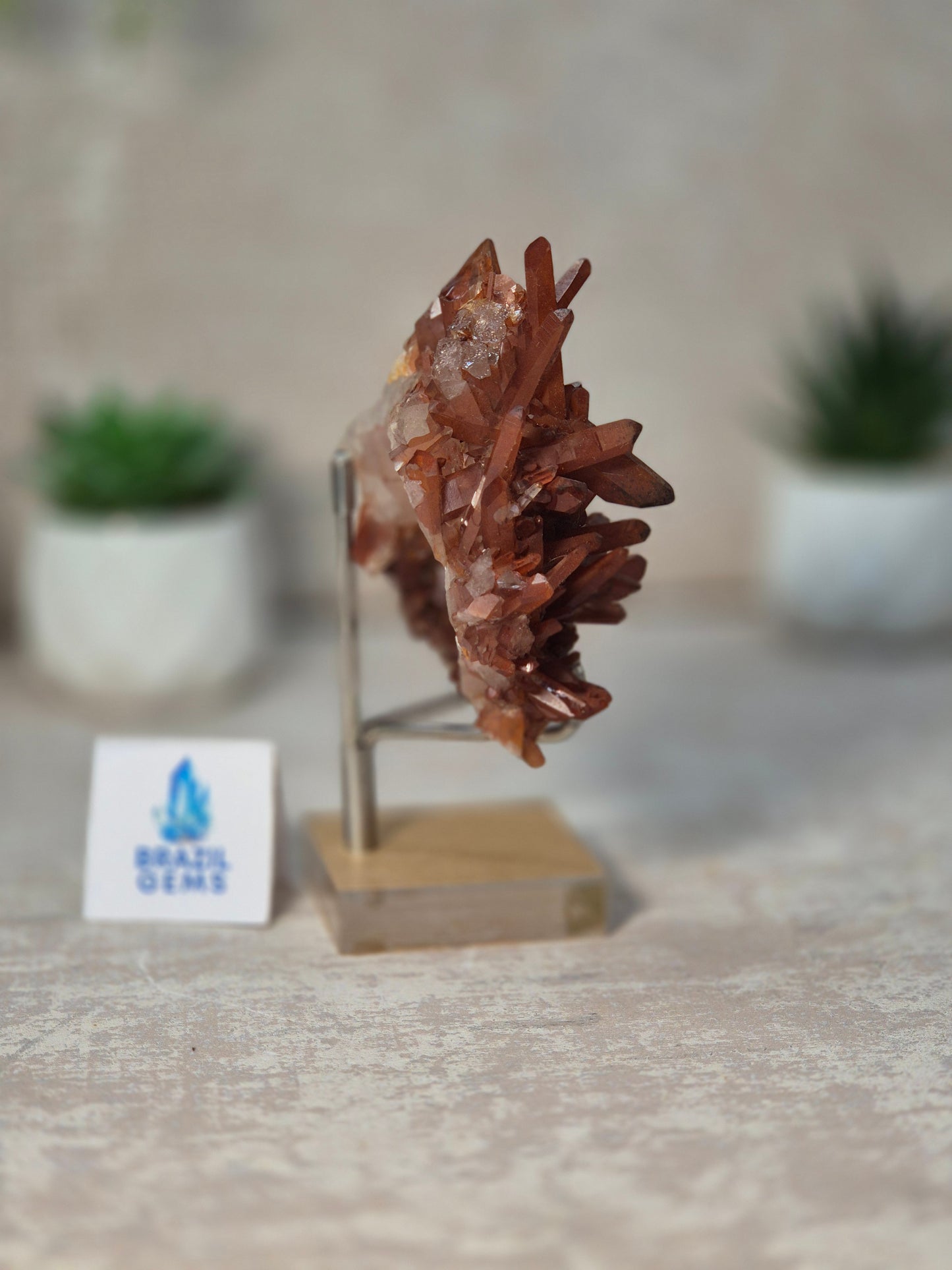 Tangerine Quartz Cluster on stand
