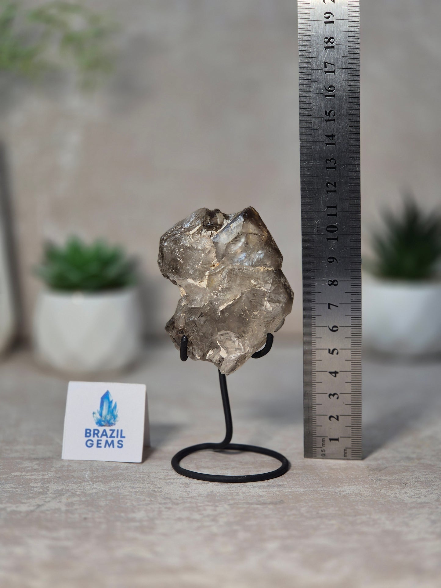 Smoky Quartz Elestial on stand