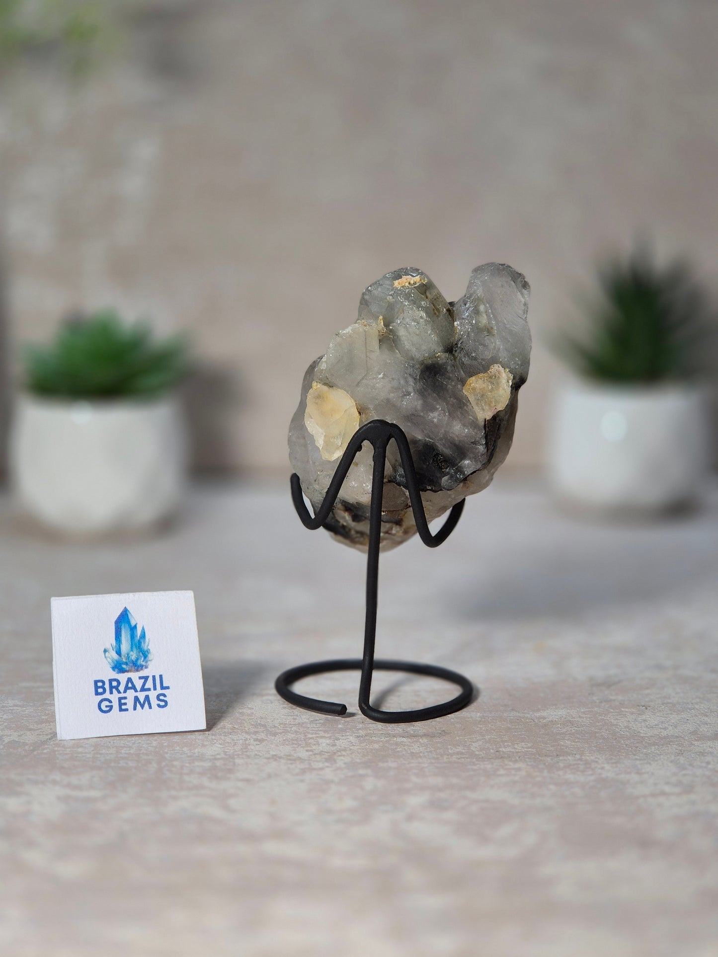 Lodolite Quartz Cluster on stand