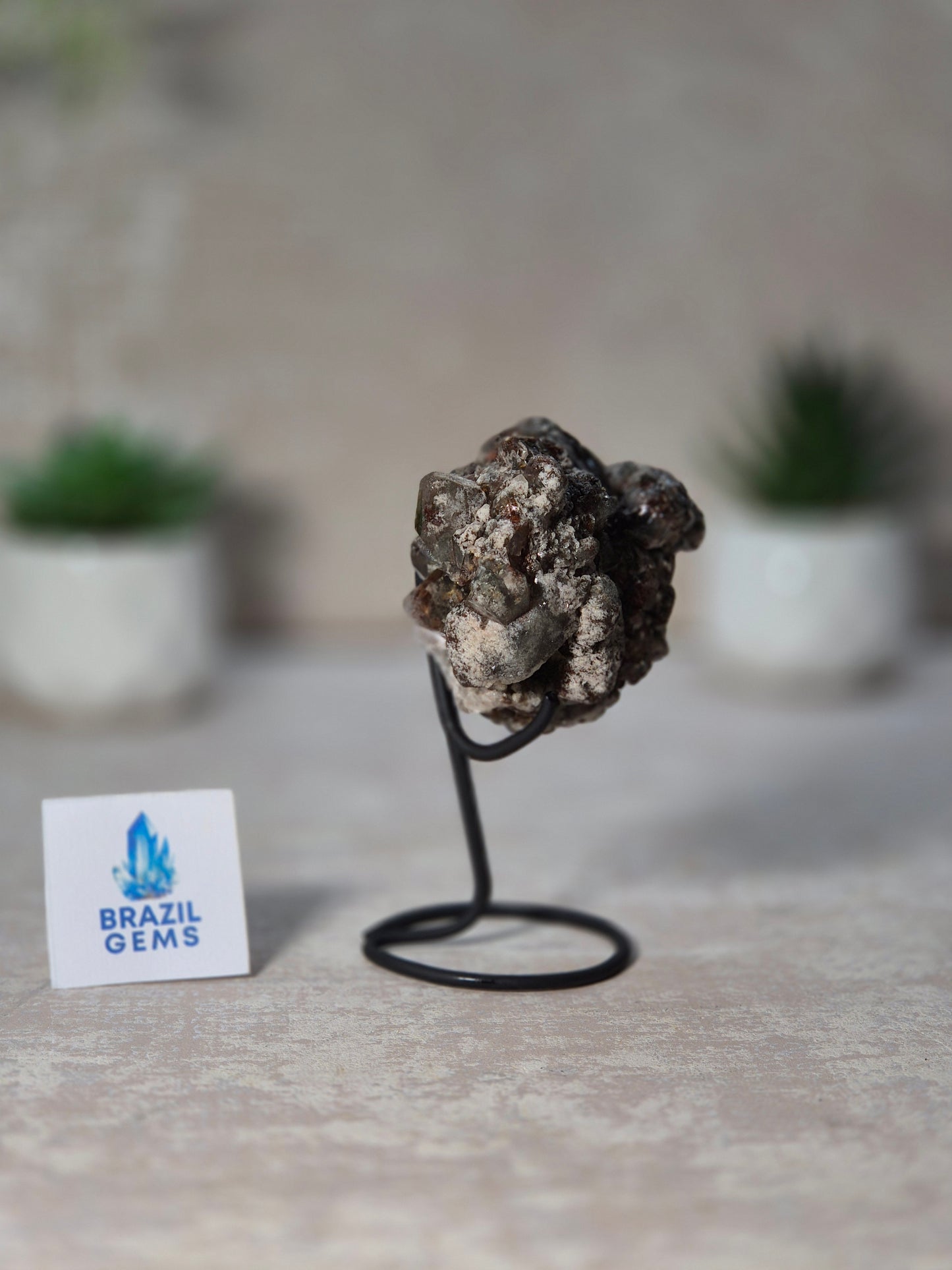 Lodolite Quartz Mini Cluster on stand