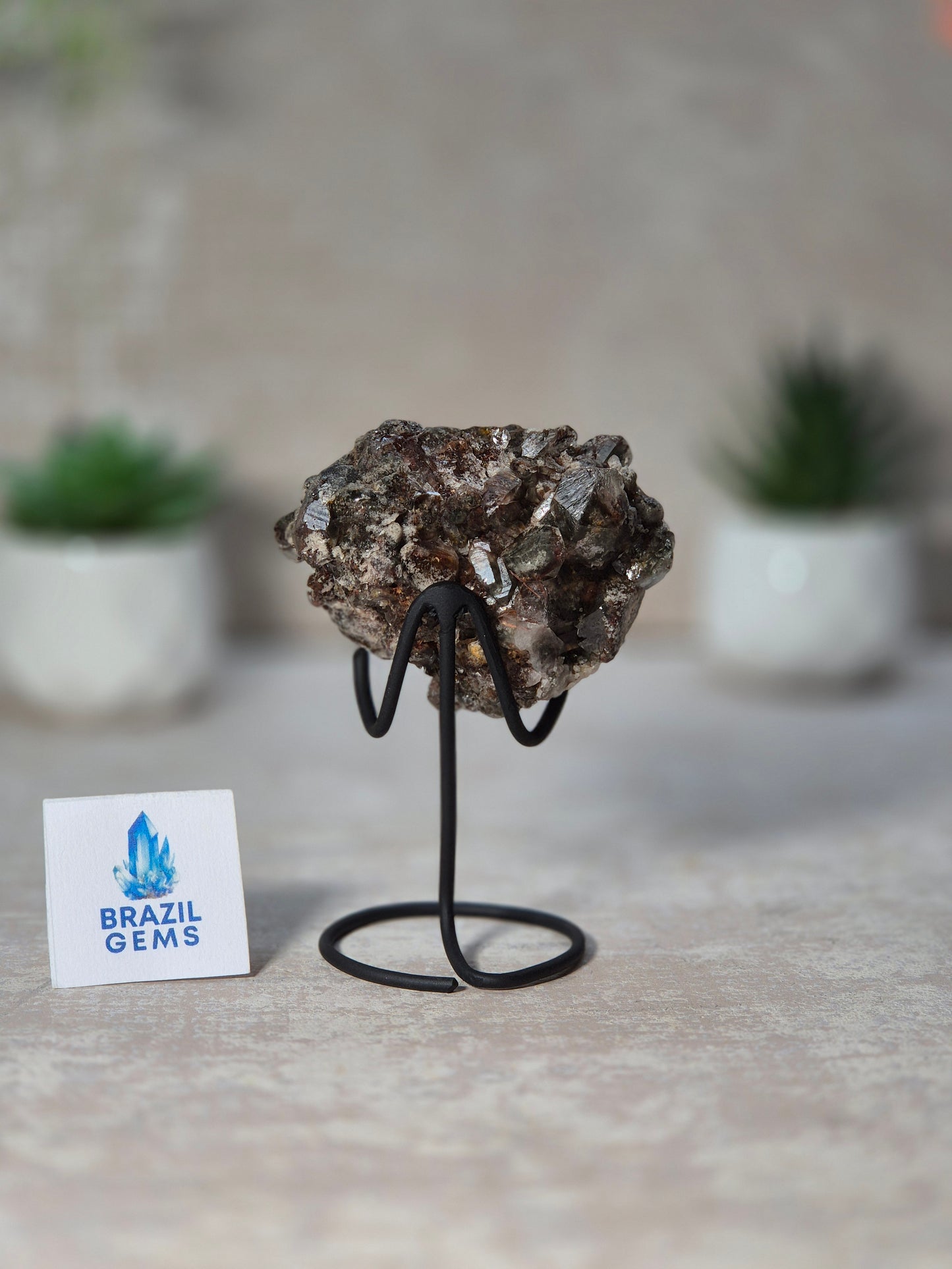 Lodolite Quartz Mini Cluster on stand