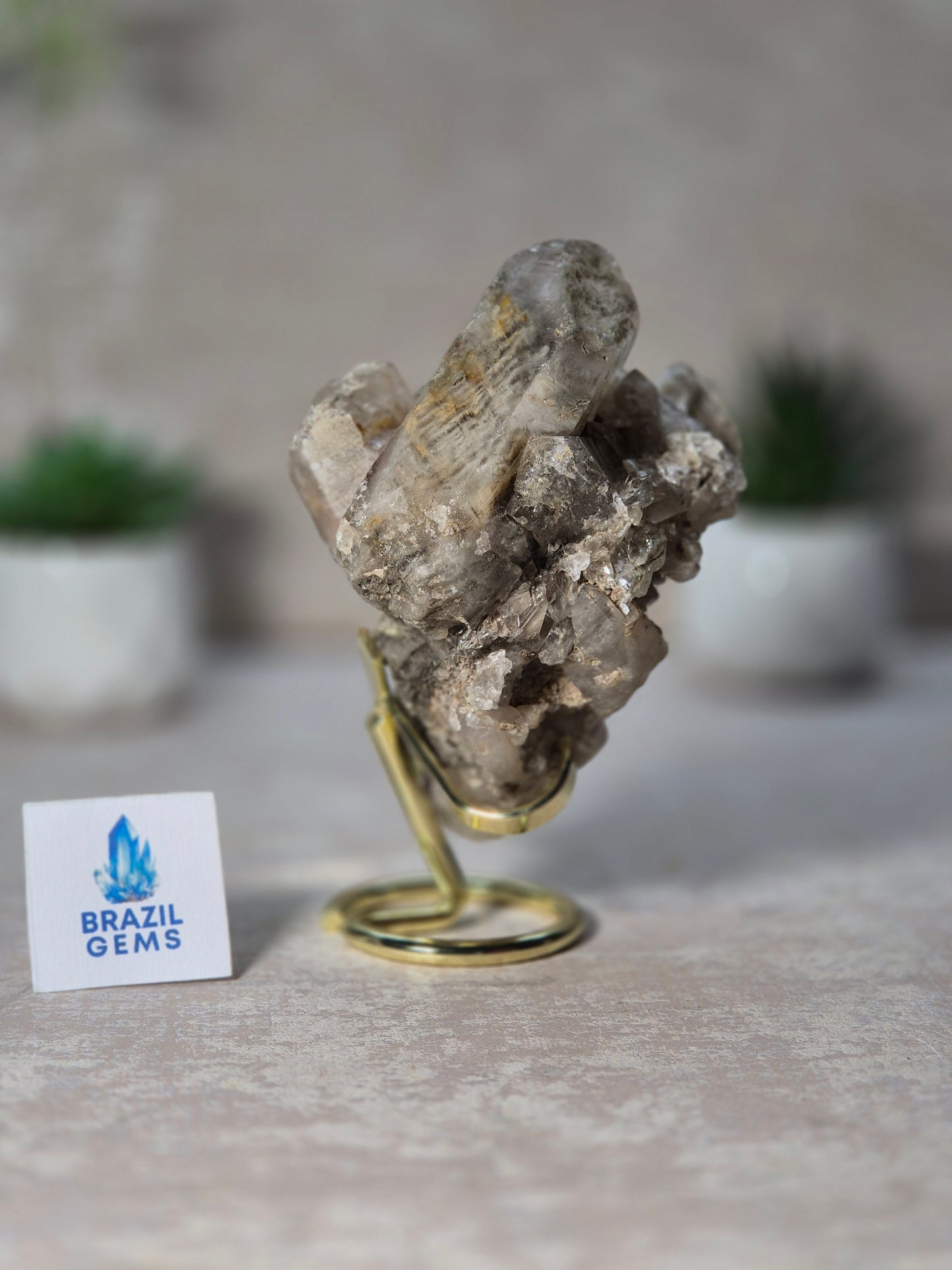 Lodolite Quartz Cluster on stand