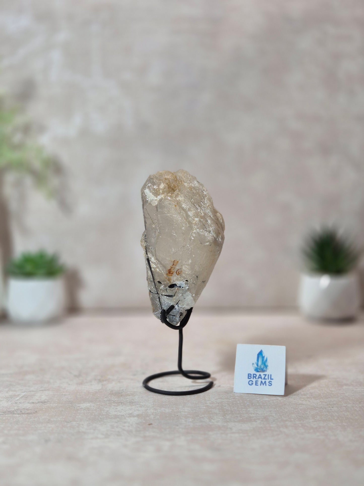 Raw Clear Quartz with Green and Black Tourmaline Straws Cathedral