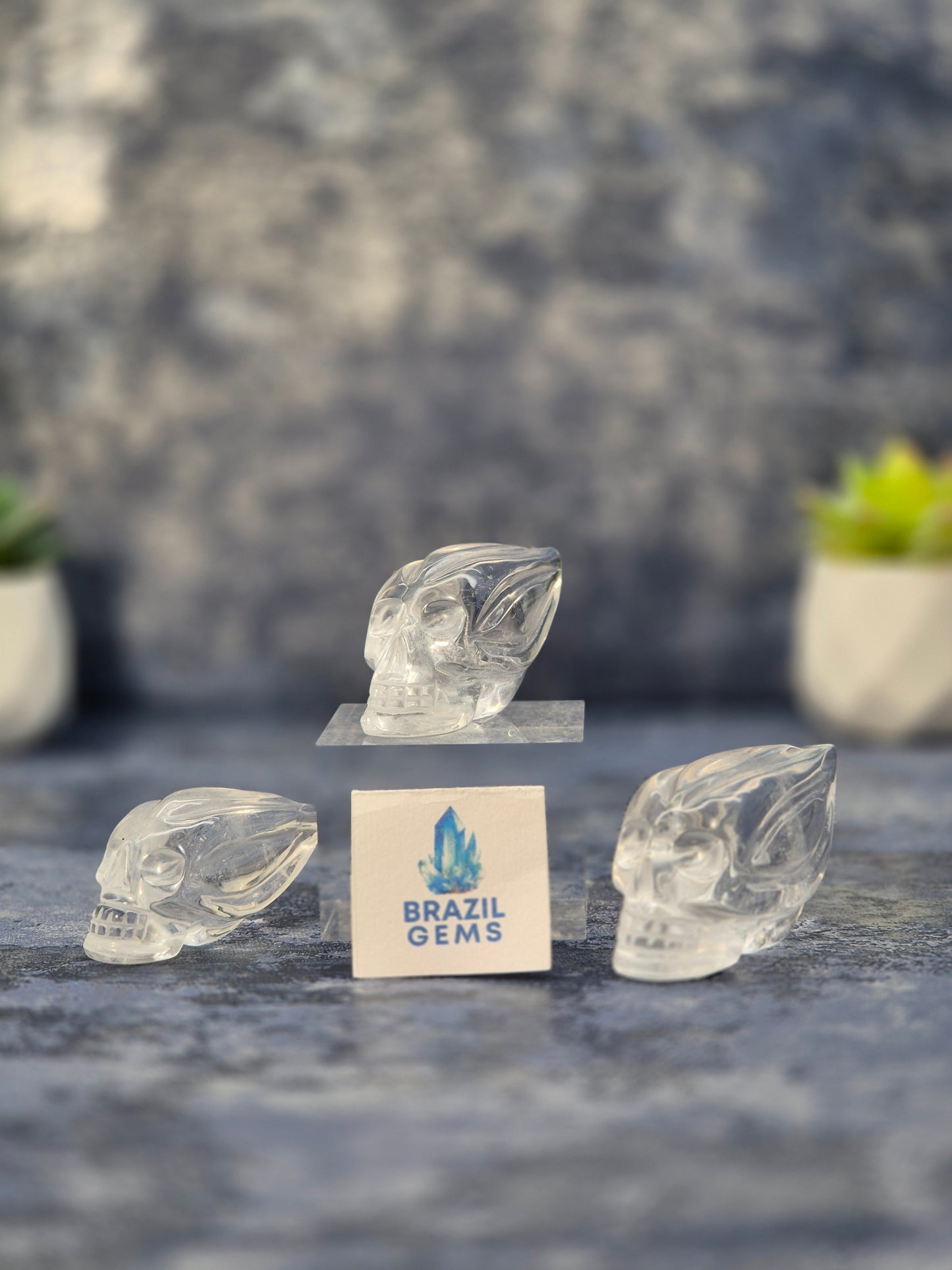 High Grade Clear Quartz Mini Traveller Skull