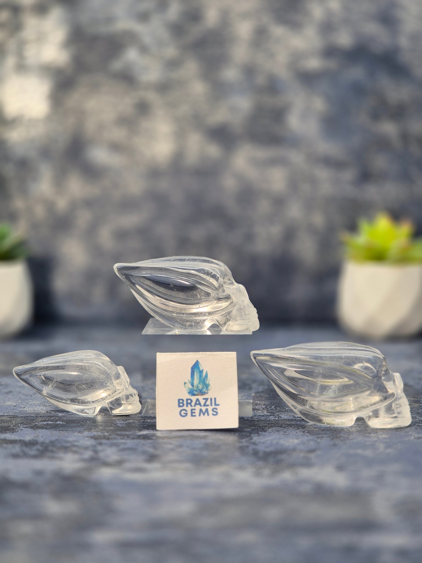 High Grade Clear Quartz Mini Traveller Skull