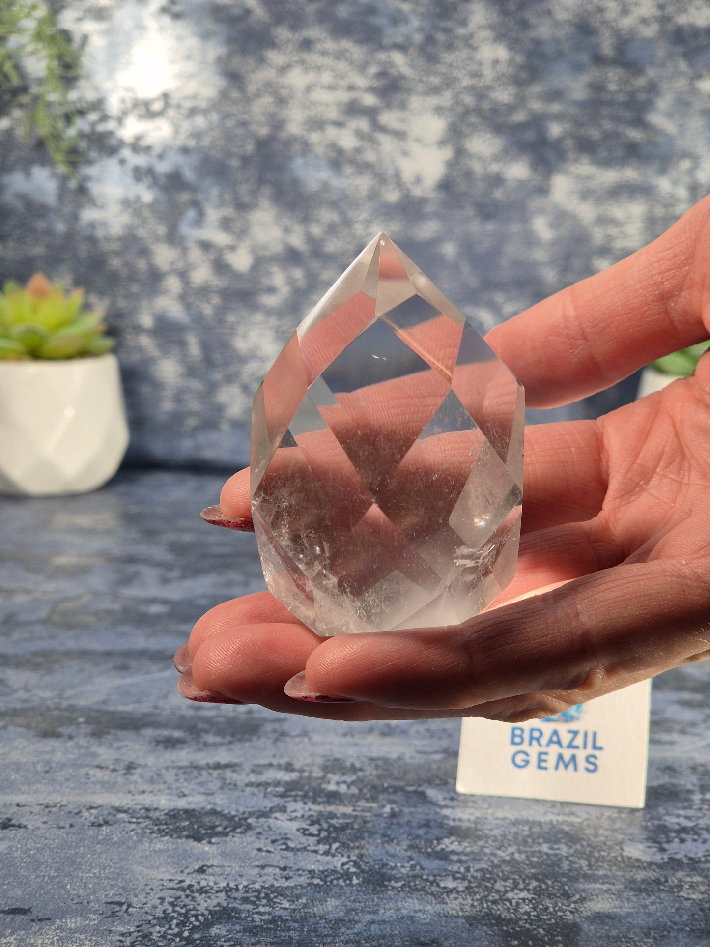Clear Quartz Faceted Egg