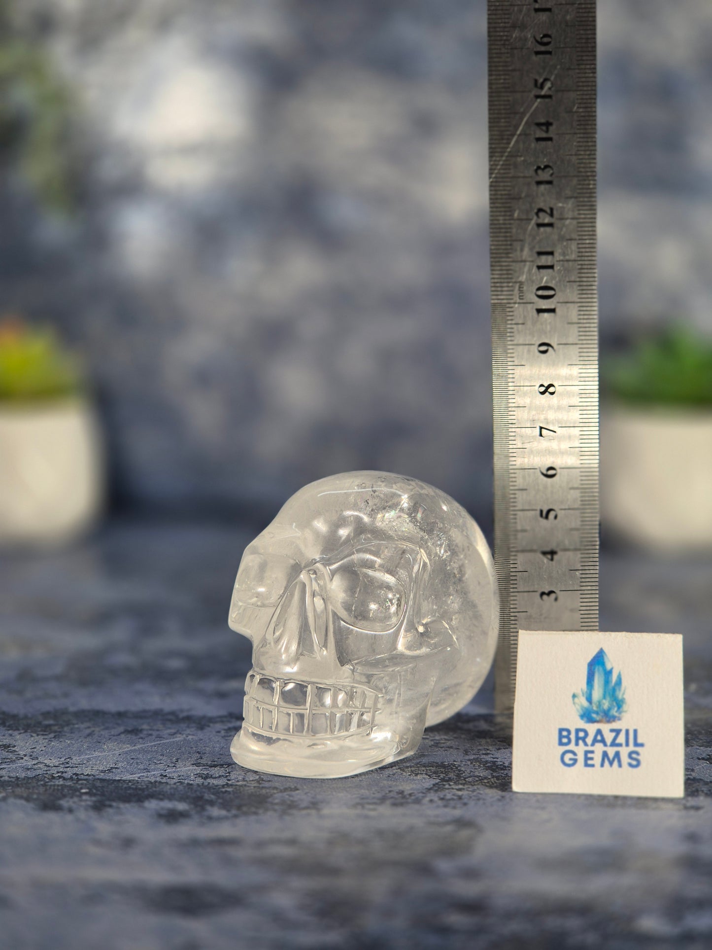 Lemurian Quartz Skull with Rainbow