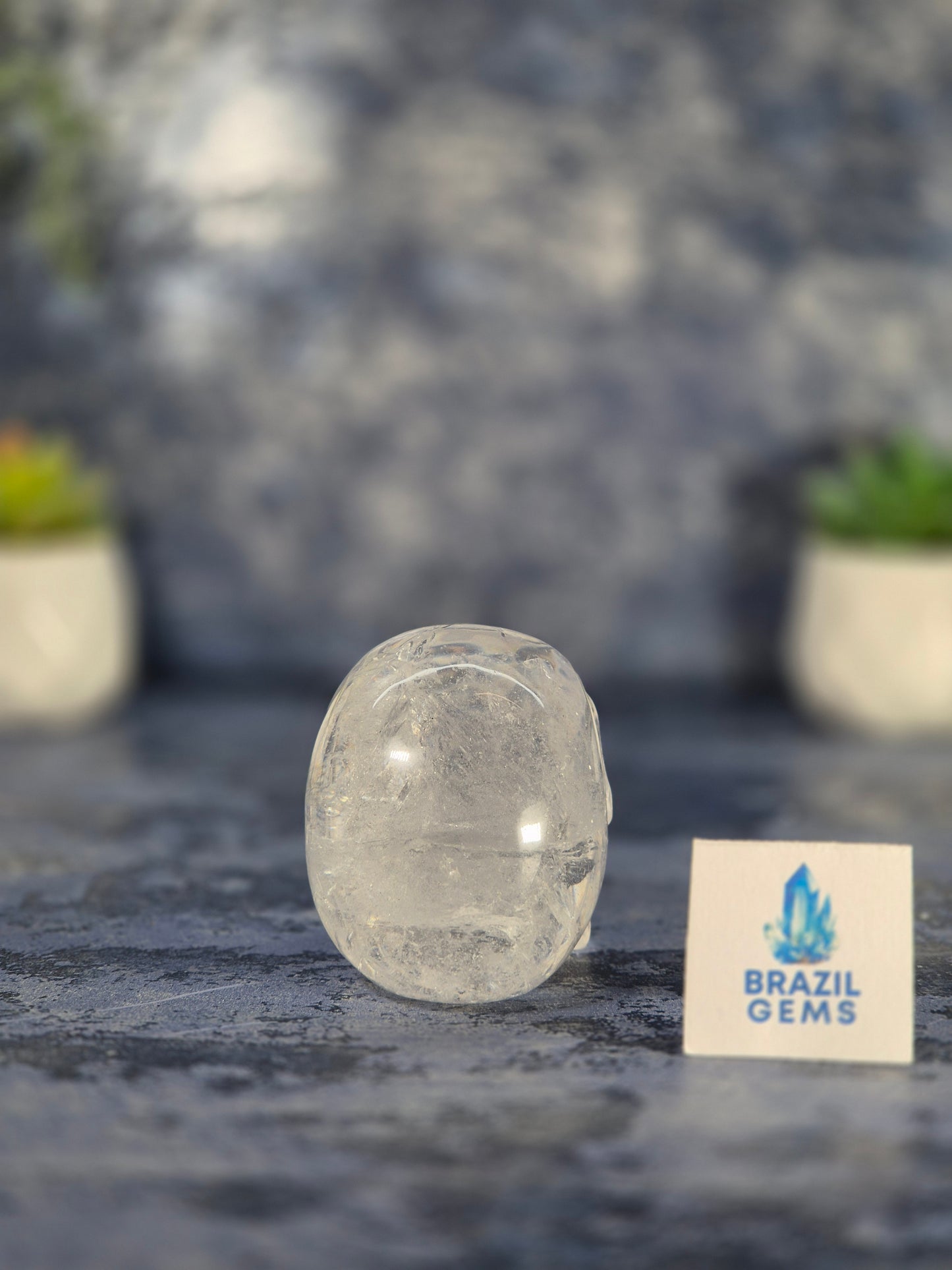 Lemurian Quartz Skull with Rainbow