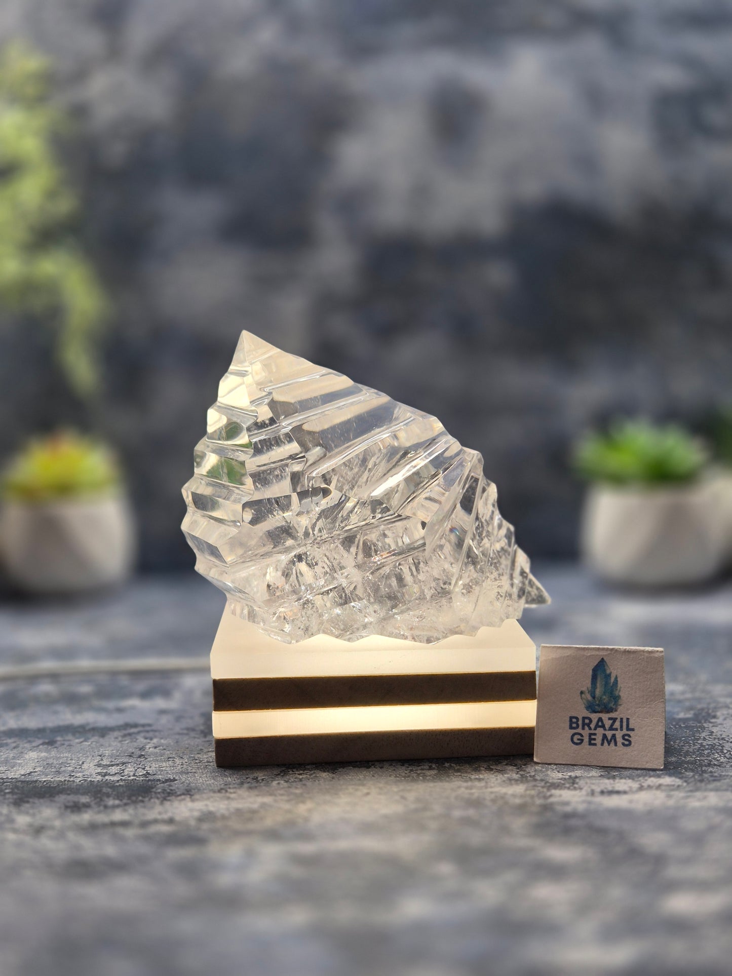 Abstract Clear Lemurian Quartz Sculpture