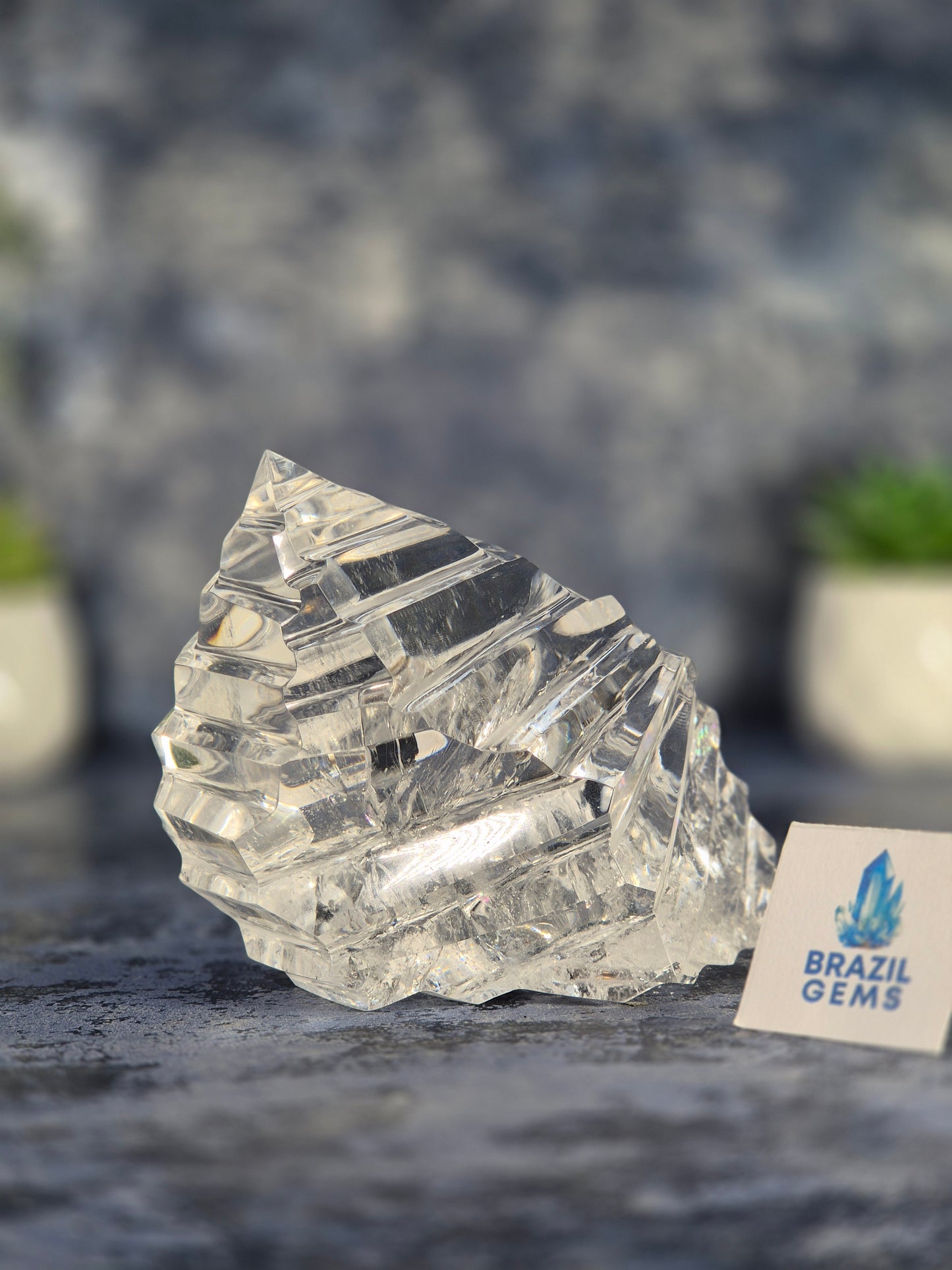 Abstract Clear Lemurian Quartz Sculpture