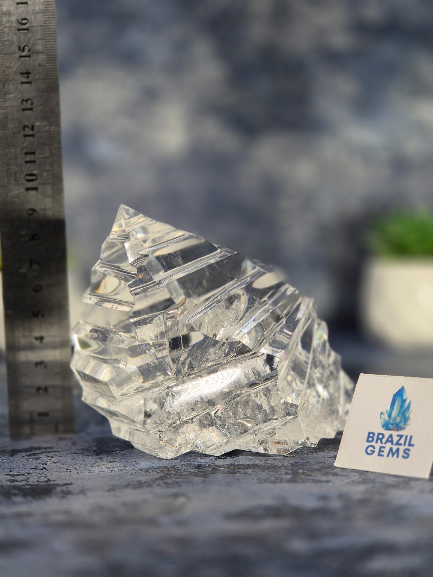 Abstract Clear Lemurian Quartz Sculpture
