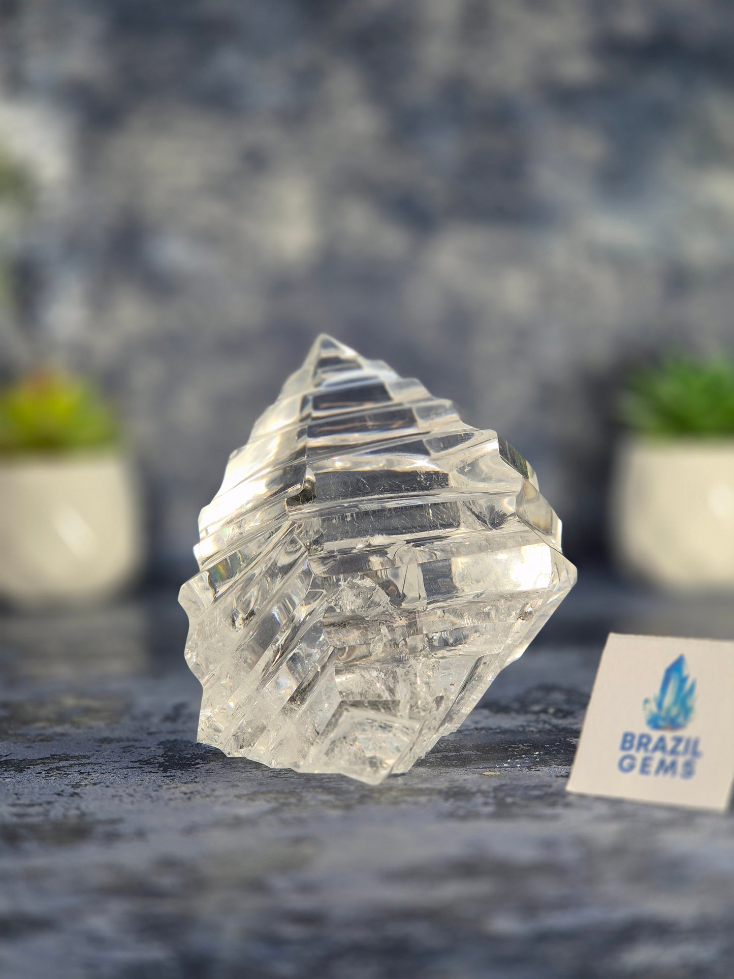 Abstract Clear Lemurian Quartz Sculpture
