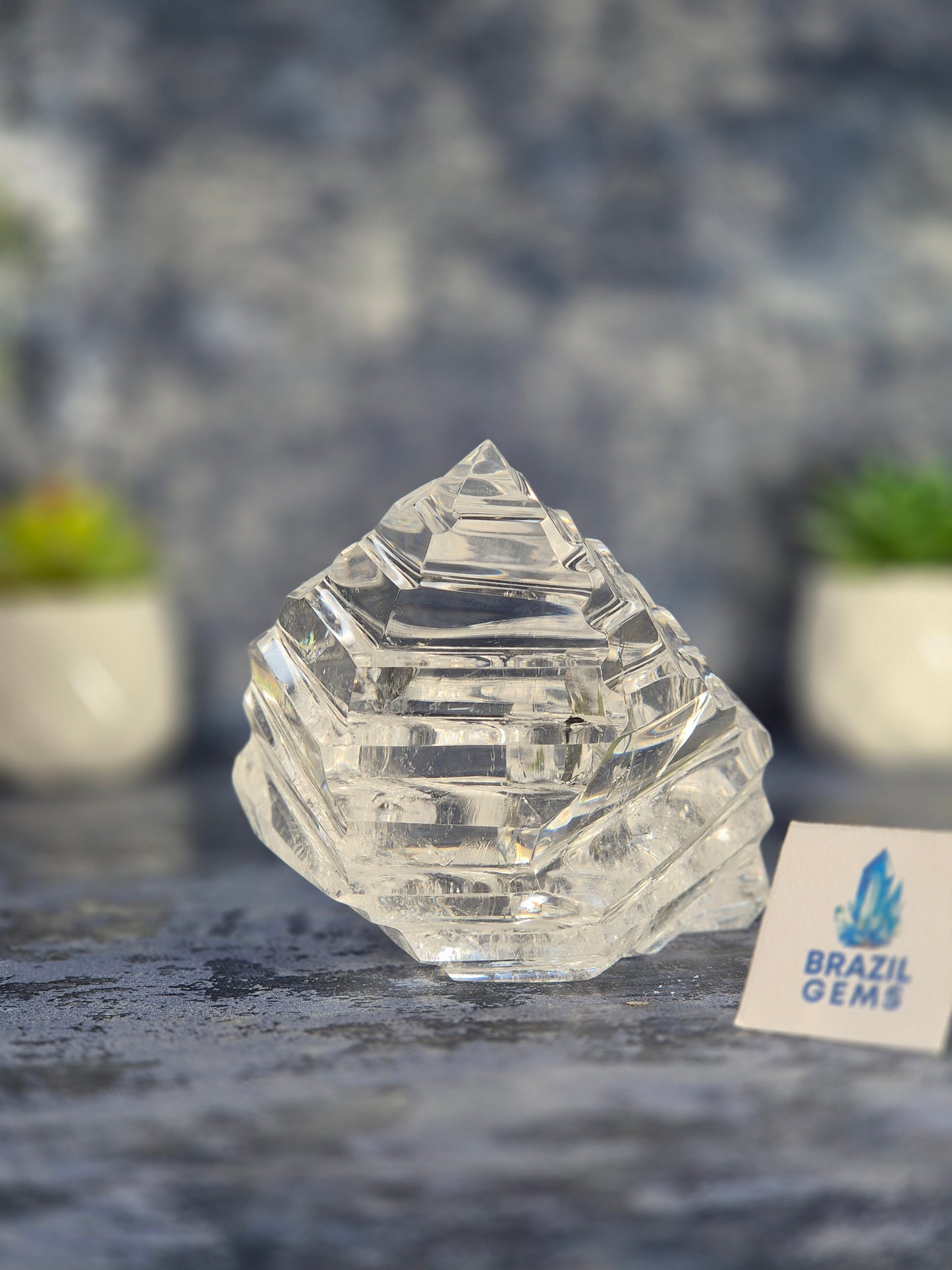 Abstract Clear Lemurian Quartz Sculpture