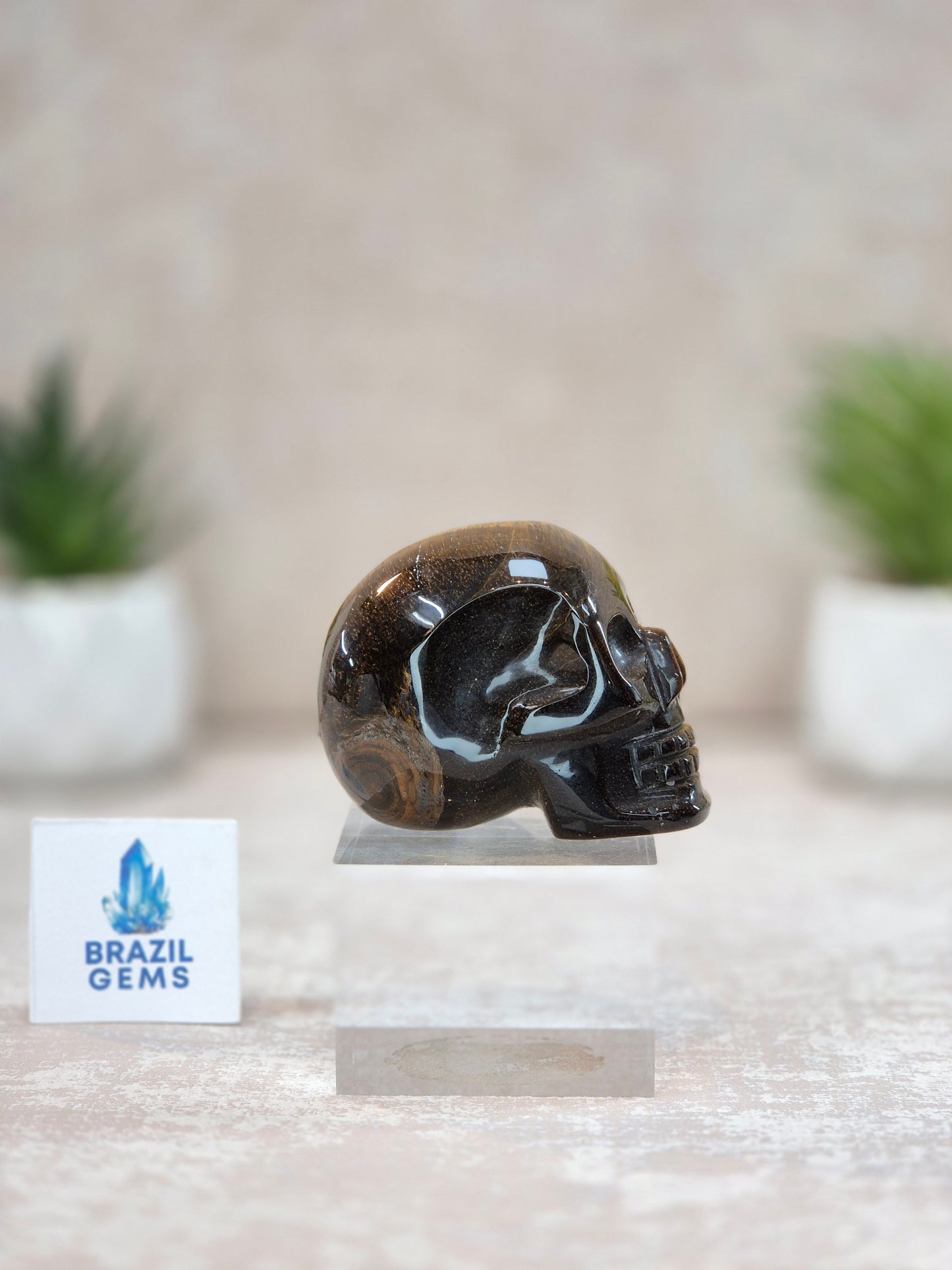 Tiger's Eye Mini Skull