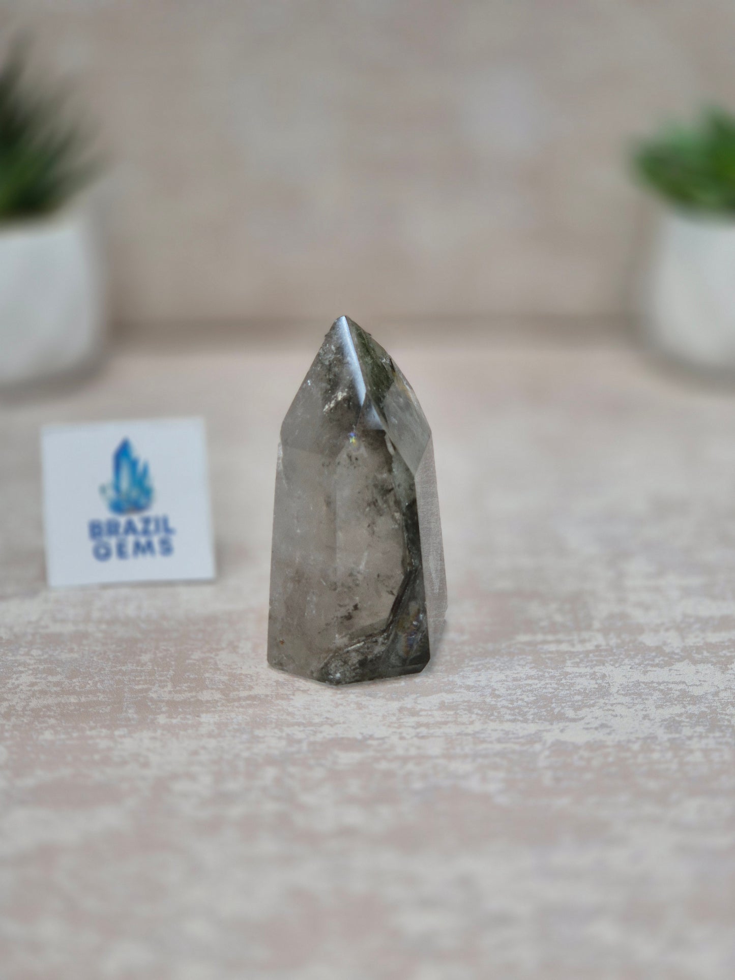Clear Quartz with Chlorite Inclusions Point