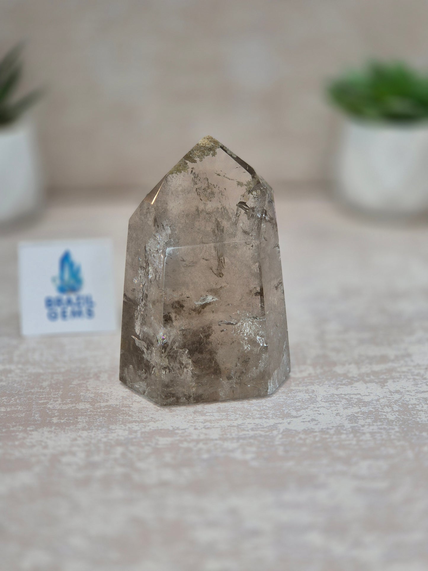 Clear Smoky Quartz with a bit of Lodolite Inclusions Point
