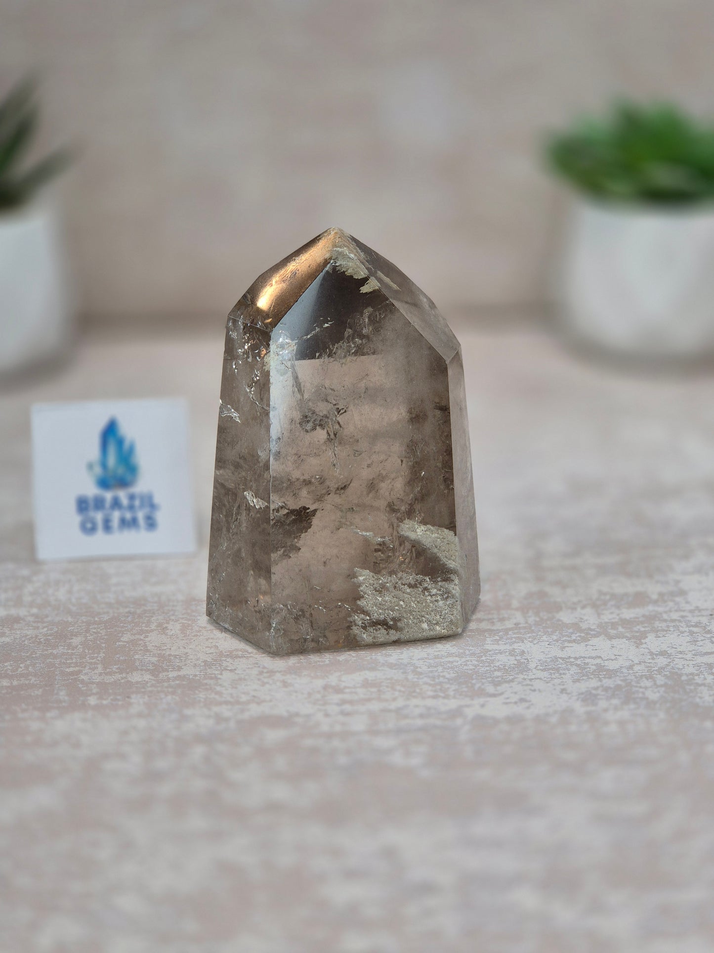 Clear Smoky Quartz with a bit of Lodolite Inclusions Point