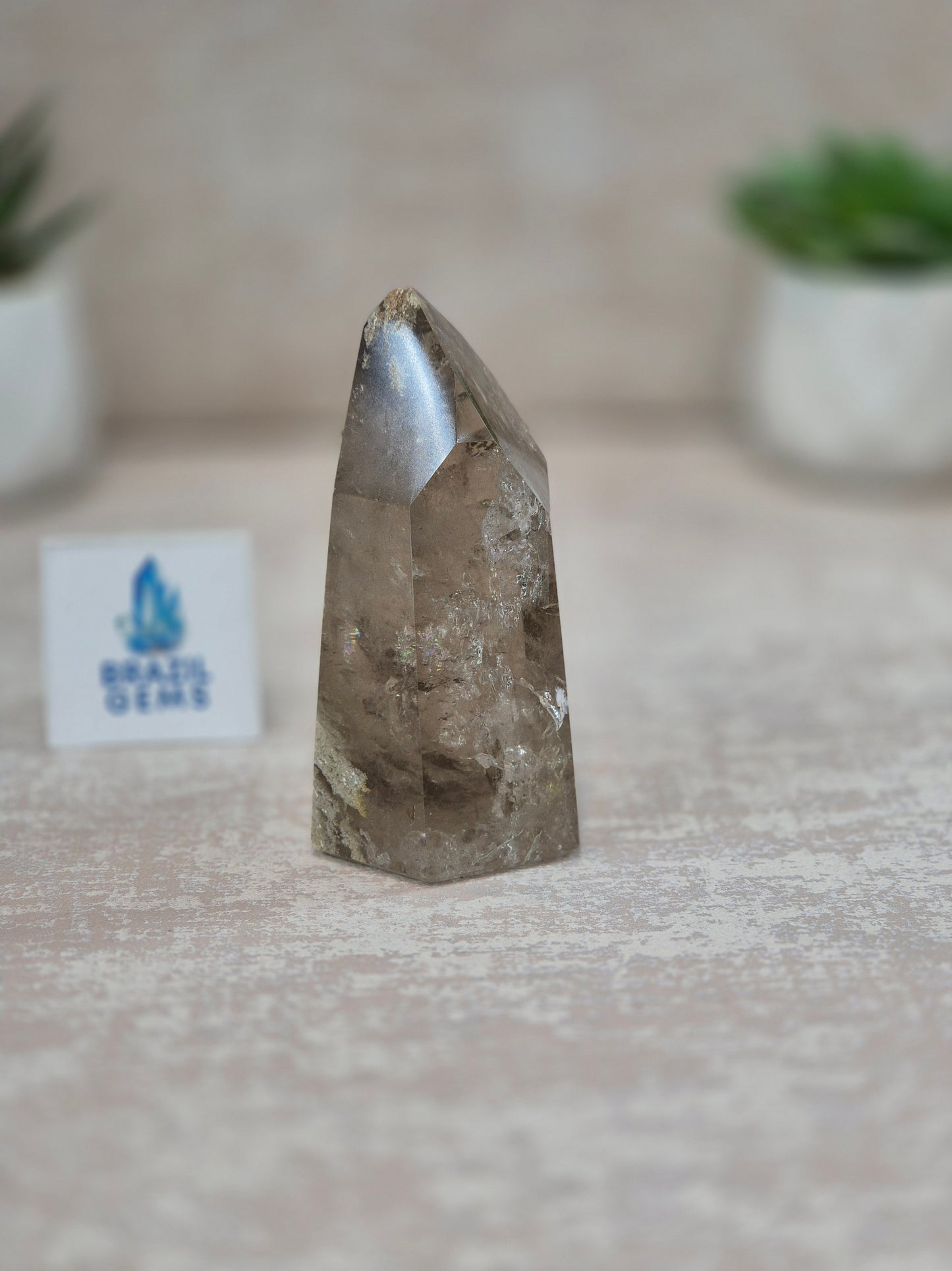 Clear Smoky Quartz with a bit of Lodolite Inclusions Point