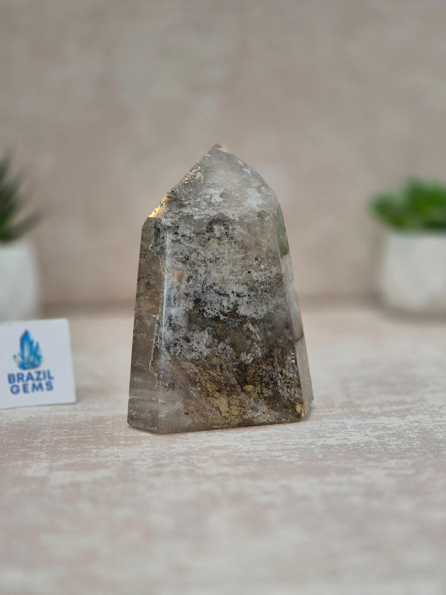 Clear Smoky Quartz with Lodolite Inclusions Point