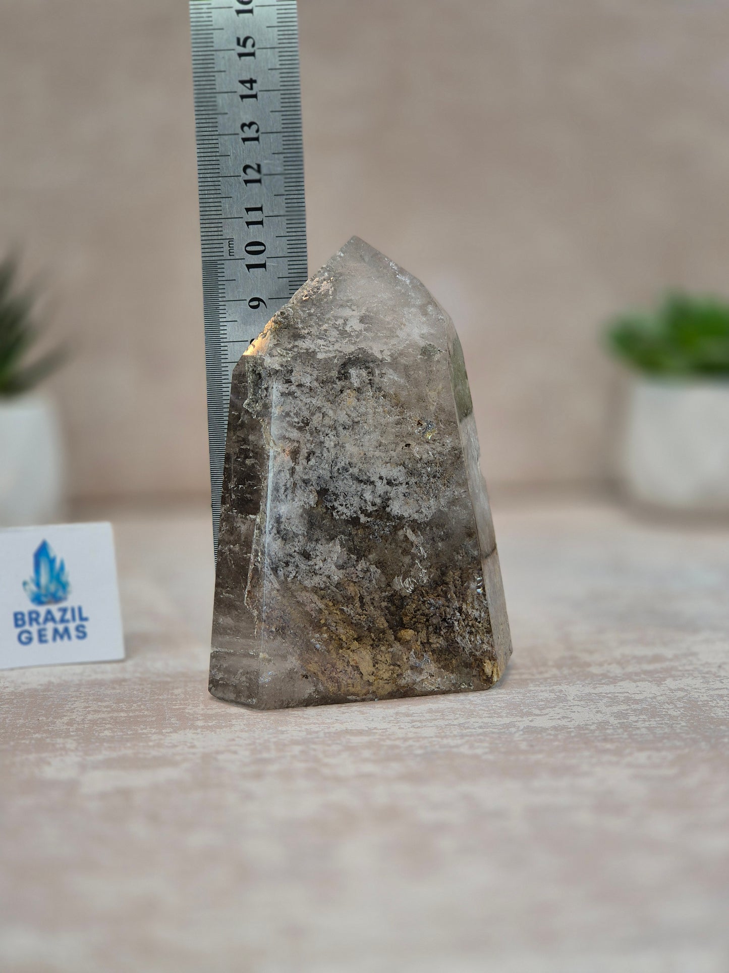 Clear Smoky Quartz with Lodolite Inclusions Point