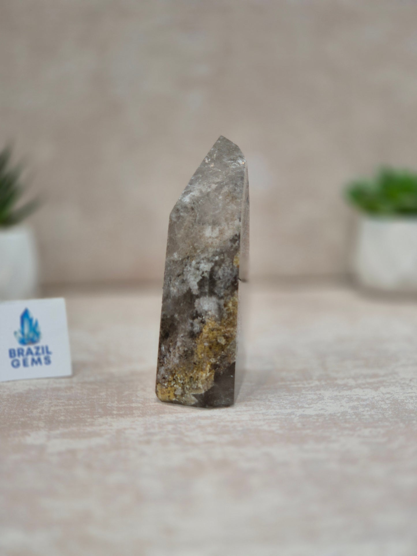 Clear Smoky Quartz with Lodolite Inclusions Point