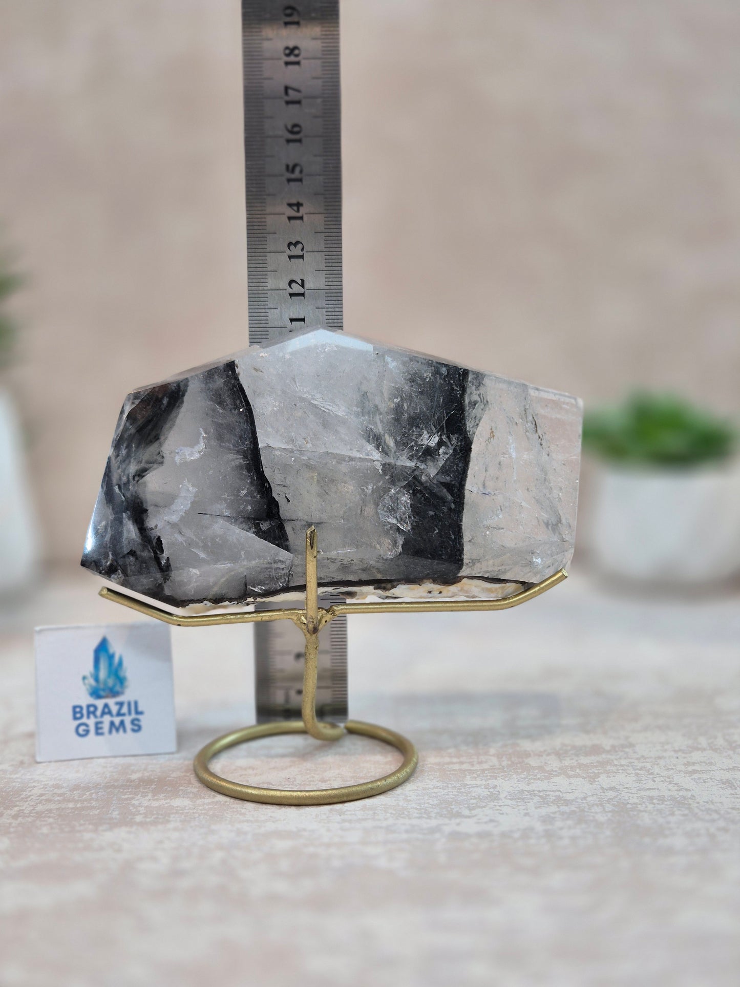 Blue Tara with Mosaic Calcite Slab on stand