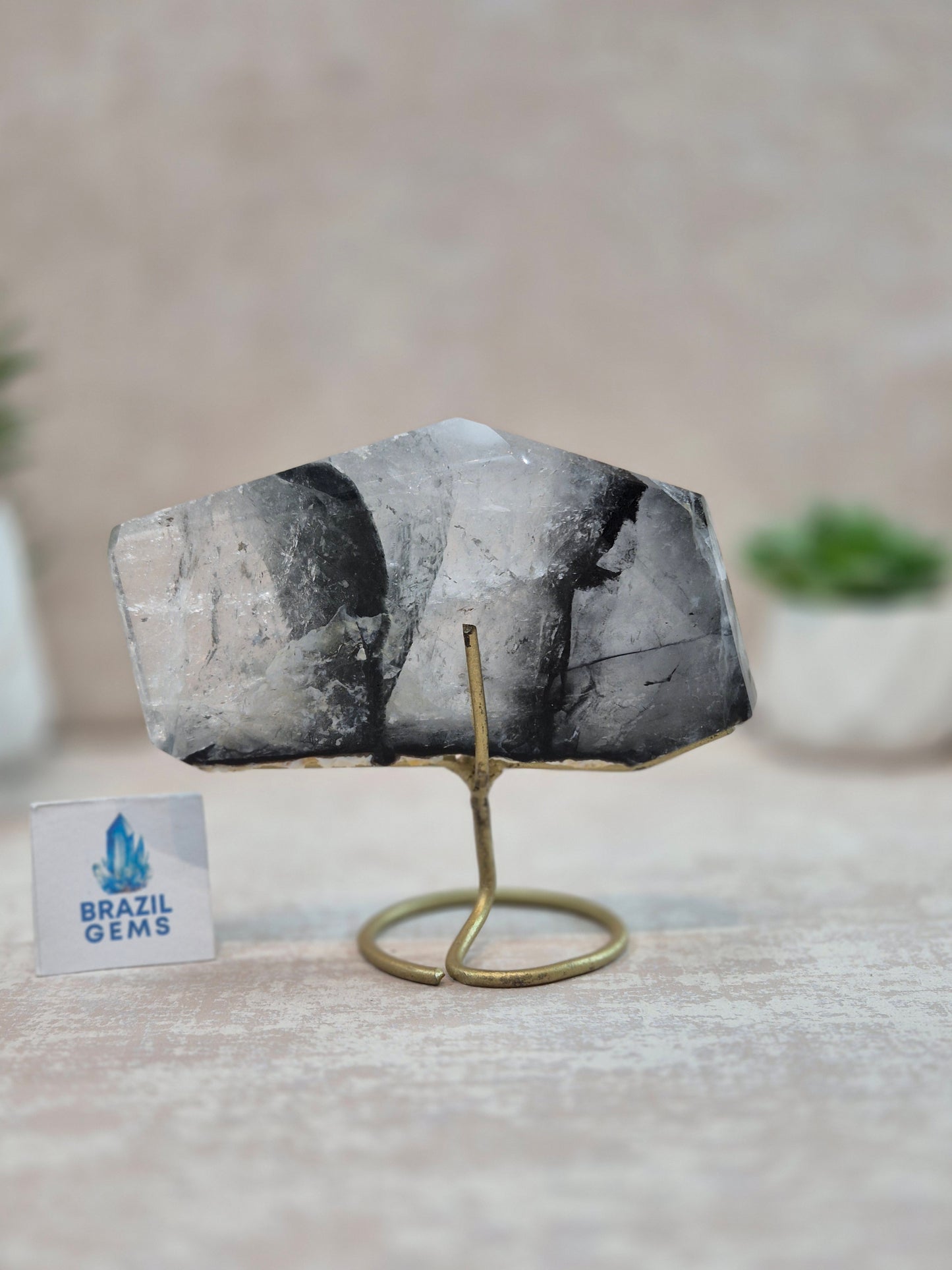 Blue Tara with Mosaic Calcite Slab on stand