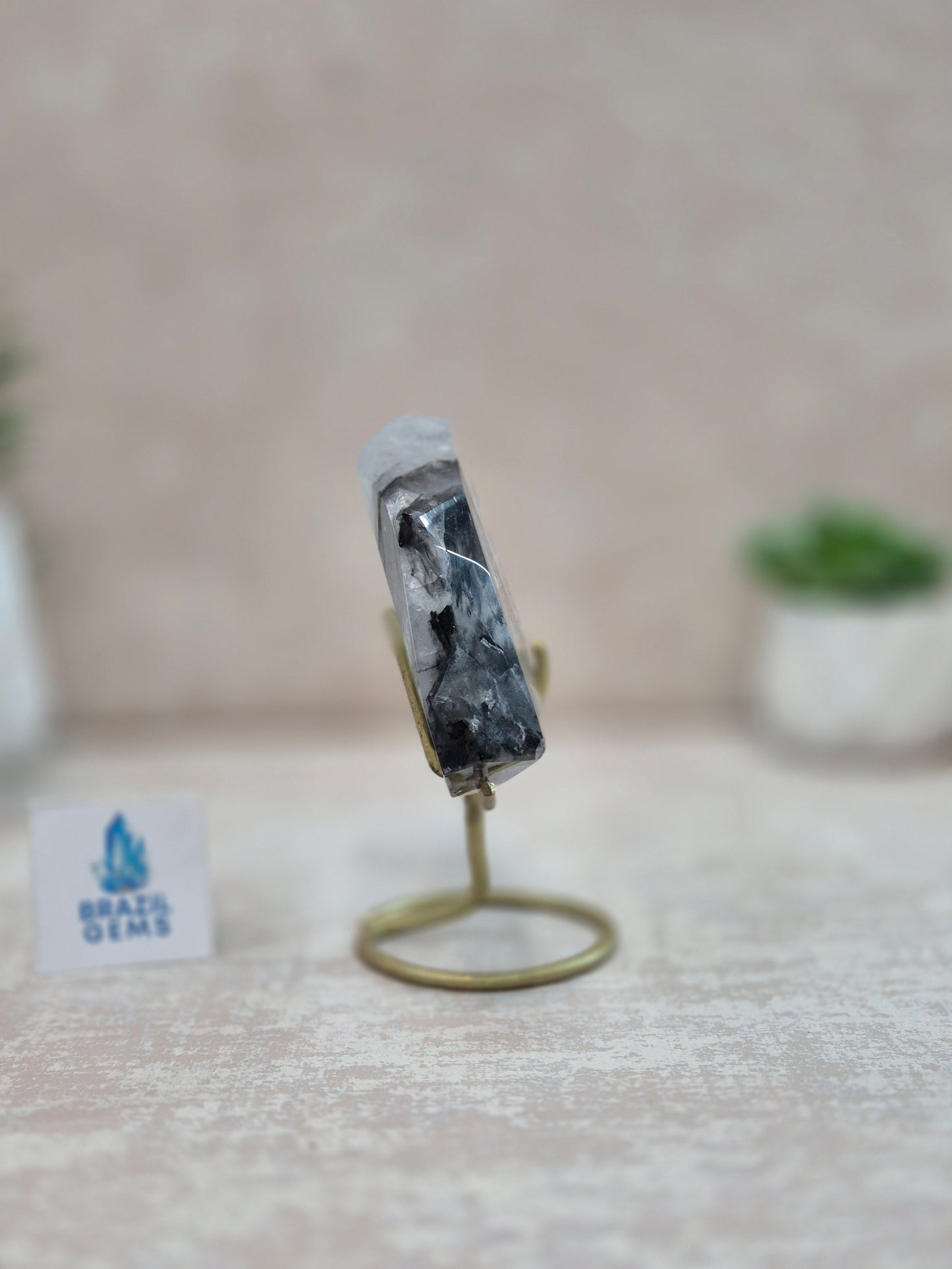 Blue Tara with Mosaic Calcite Slab on stand