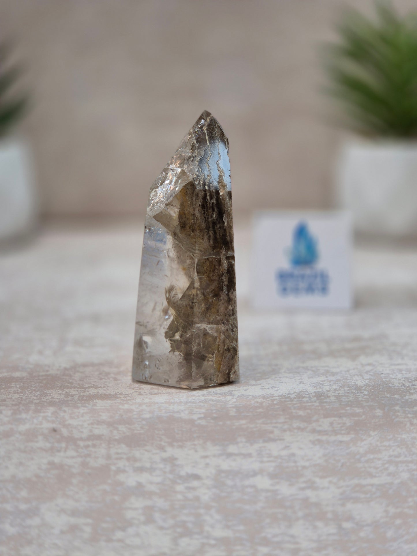 Smoky Quartz with Lodolite Layers at the back Point
