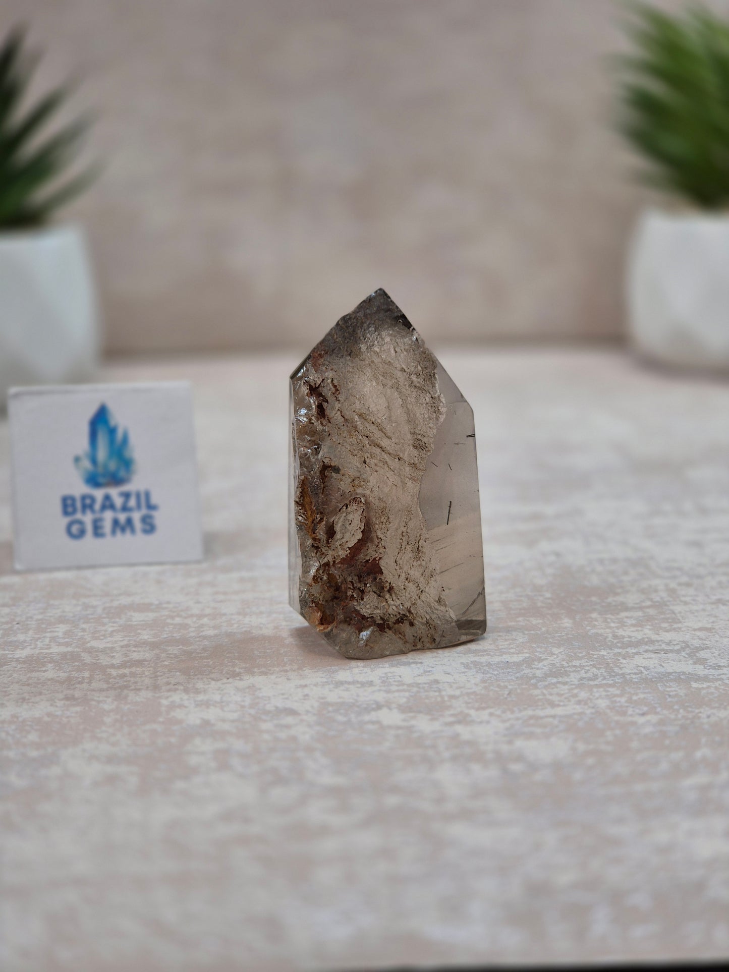 Smoky Quartz with Oxidation and some Rutile Point
