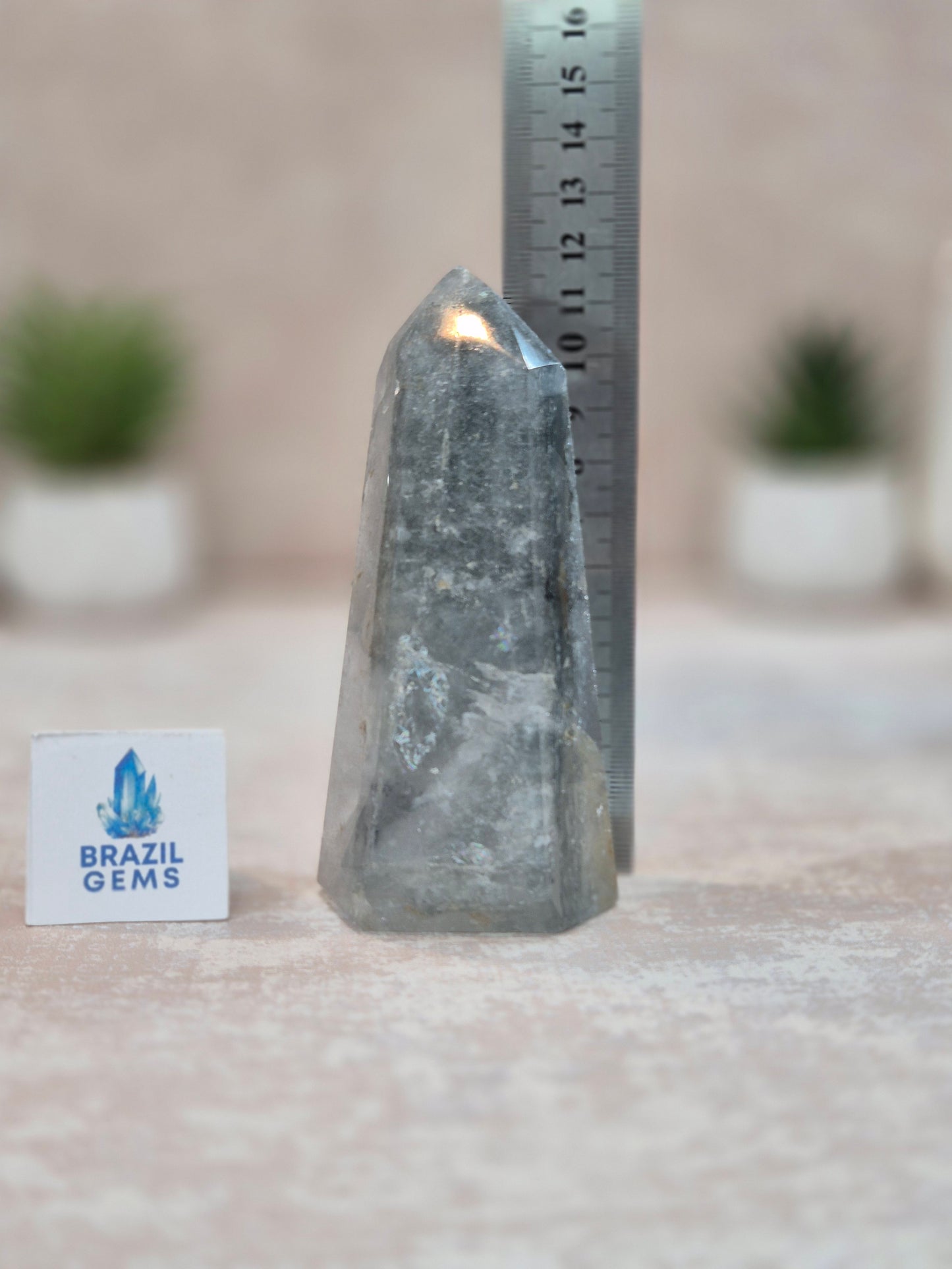 Blue Tara with Mosaic Calcite Point