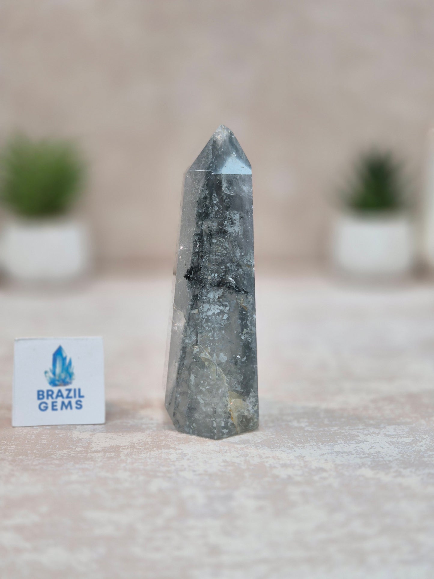 Blue Tara with Mosaic Calcite Point