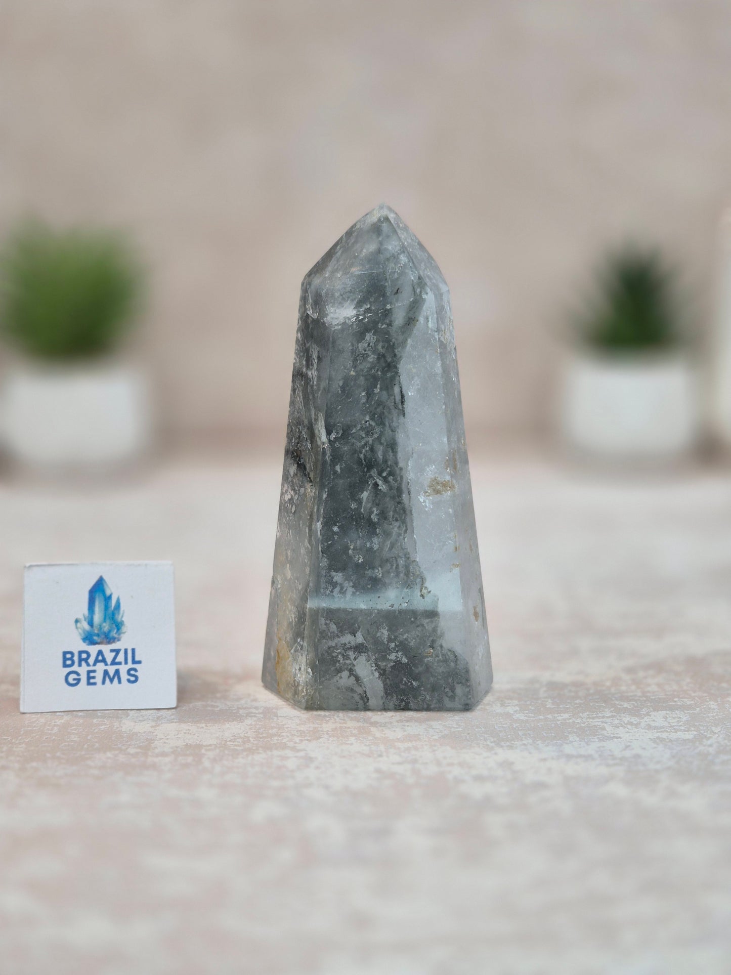 Blue Tara with Mosaic Calcite Point