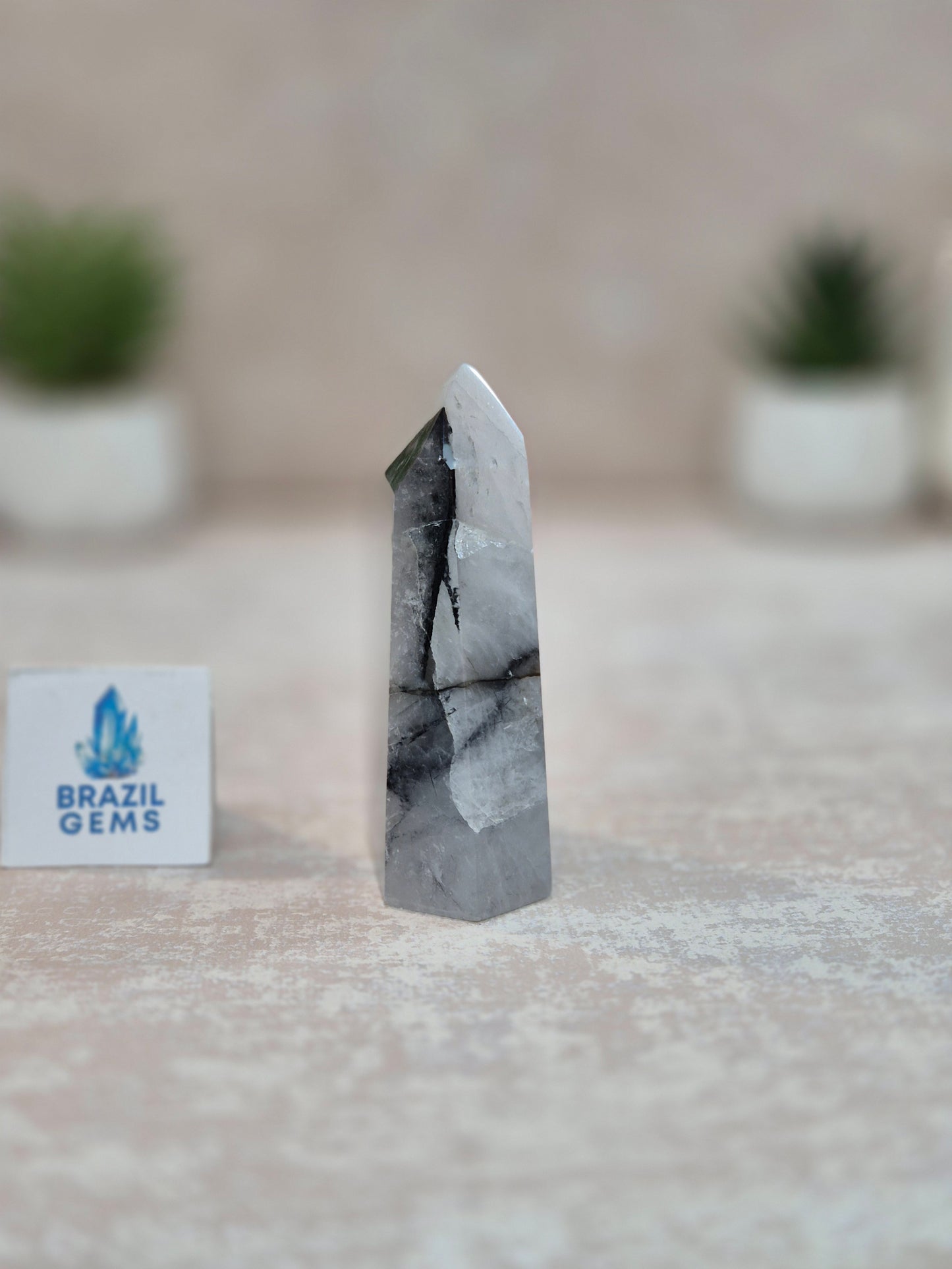 Blue Tara with Mosaic Calcite Point