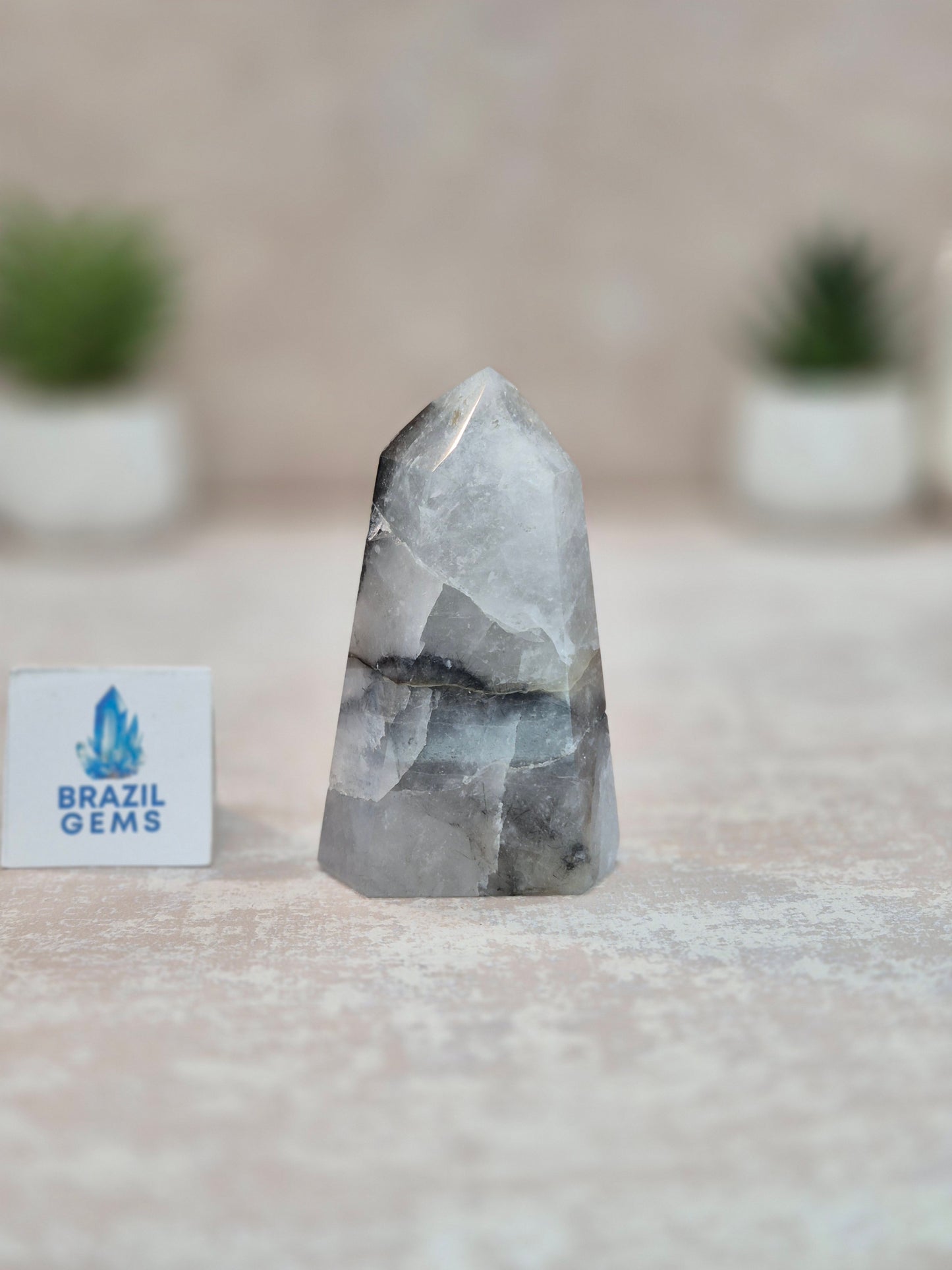 Blue Tara with Mosaic Calcite Point