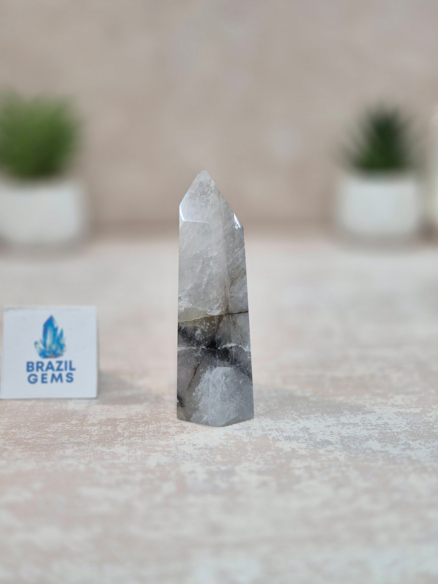 Blue Tara with Mosaic Calcite Point