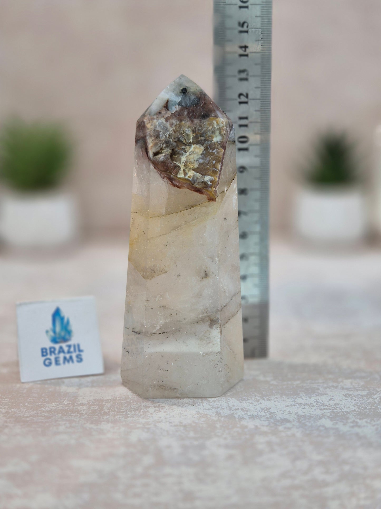 Blue Tara with Mosaic Calcite Point