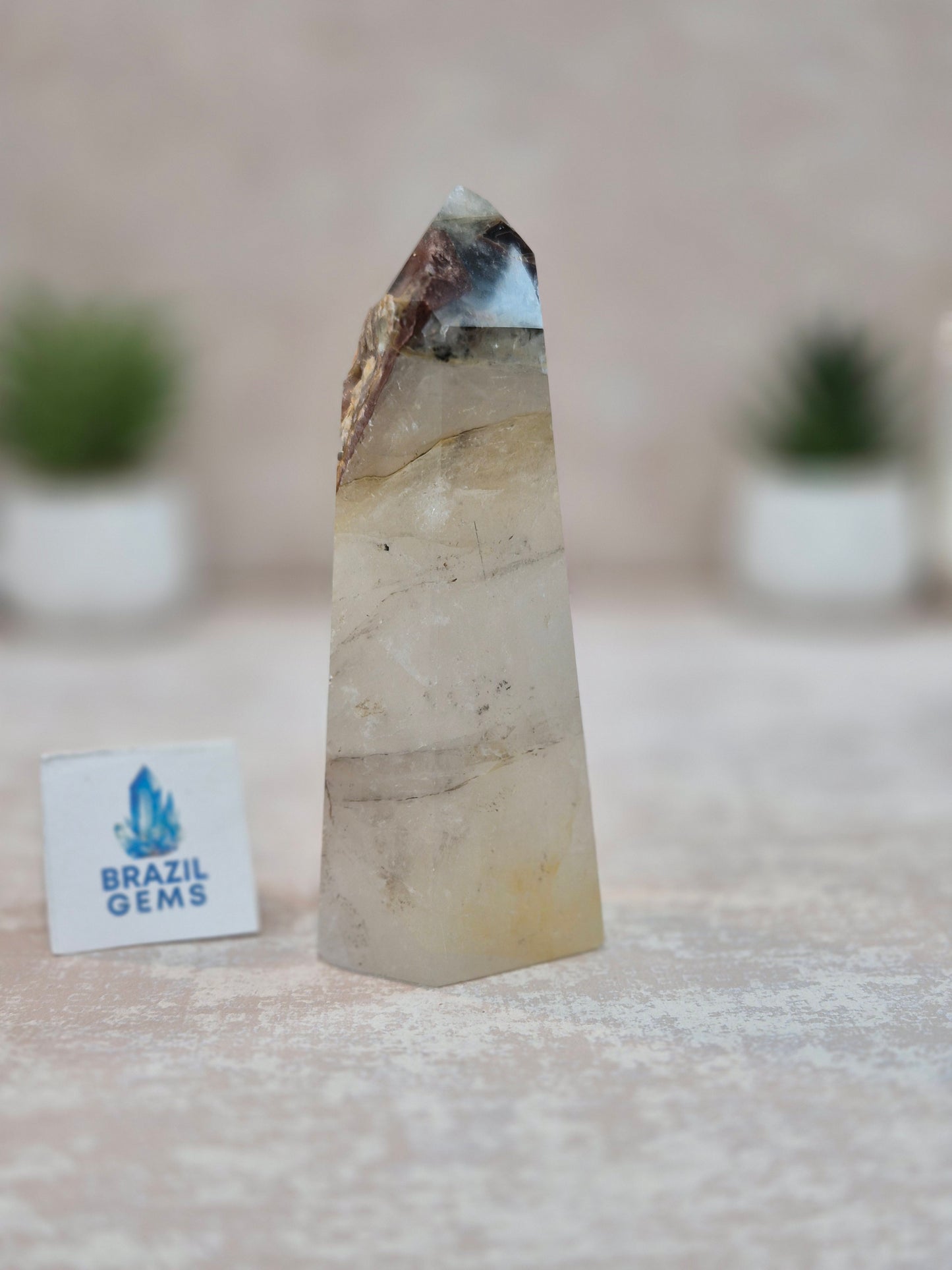 Blue Tara with Mosaic Calcite Point