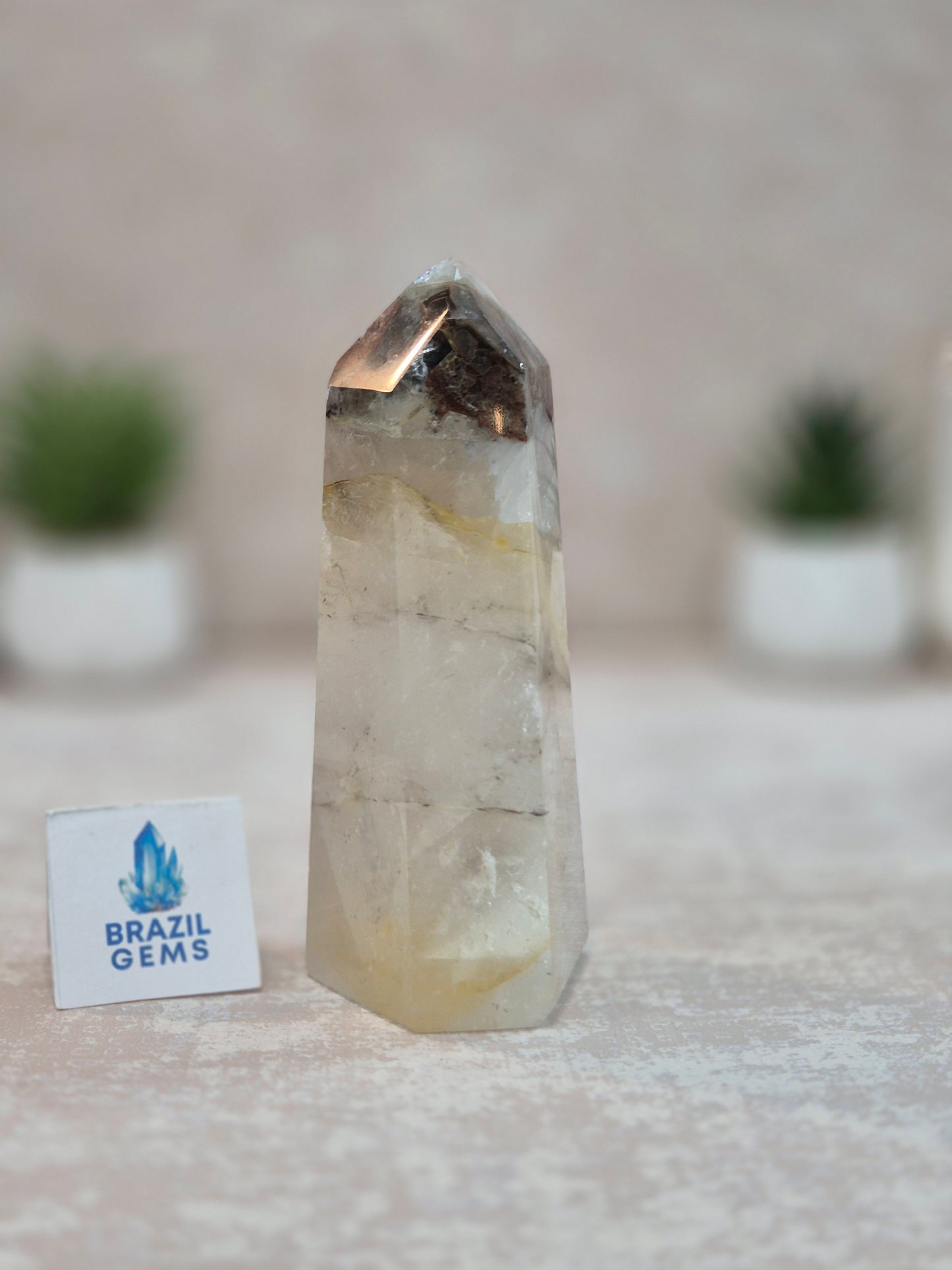 Blue Tara with Mosaic Calcite Point