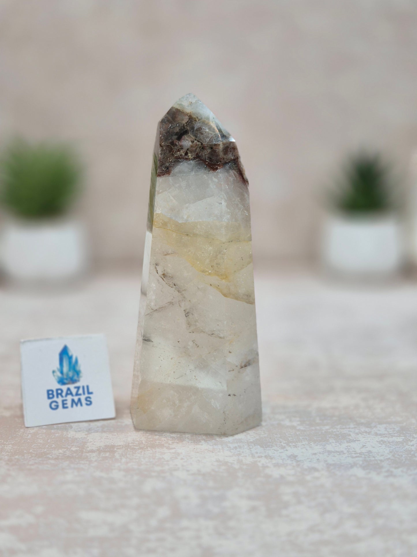 Blue Tara with Mosaic Calcite Point