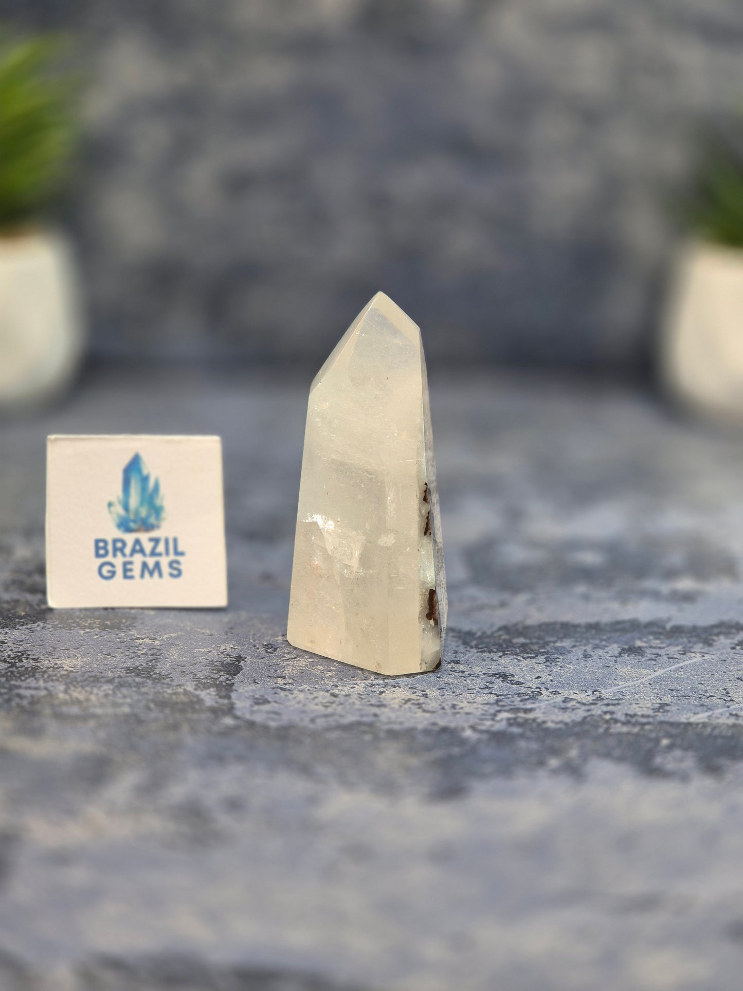 Blue Tara with Mosaic Calcite Point