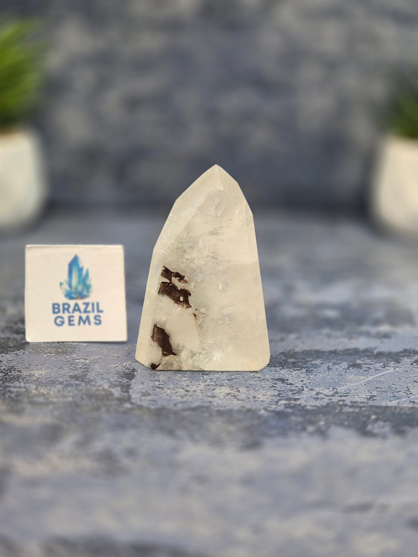 Blue Tara with Mosaic Calcite Point