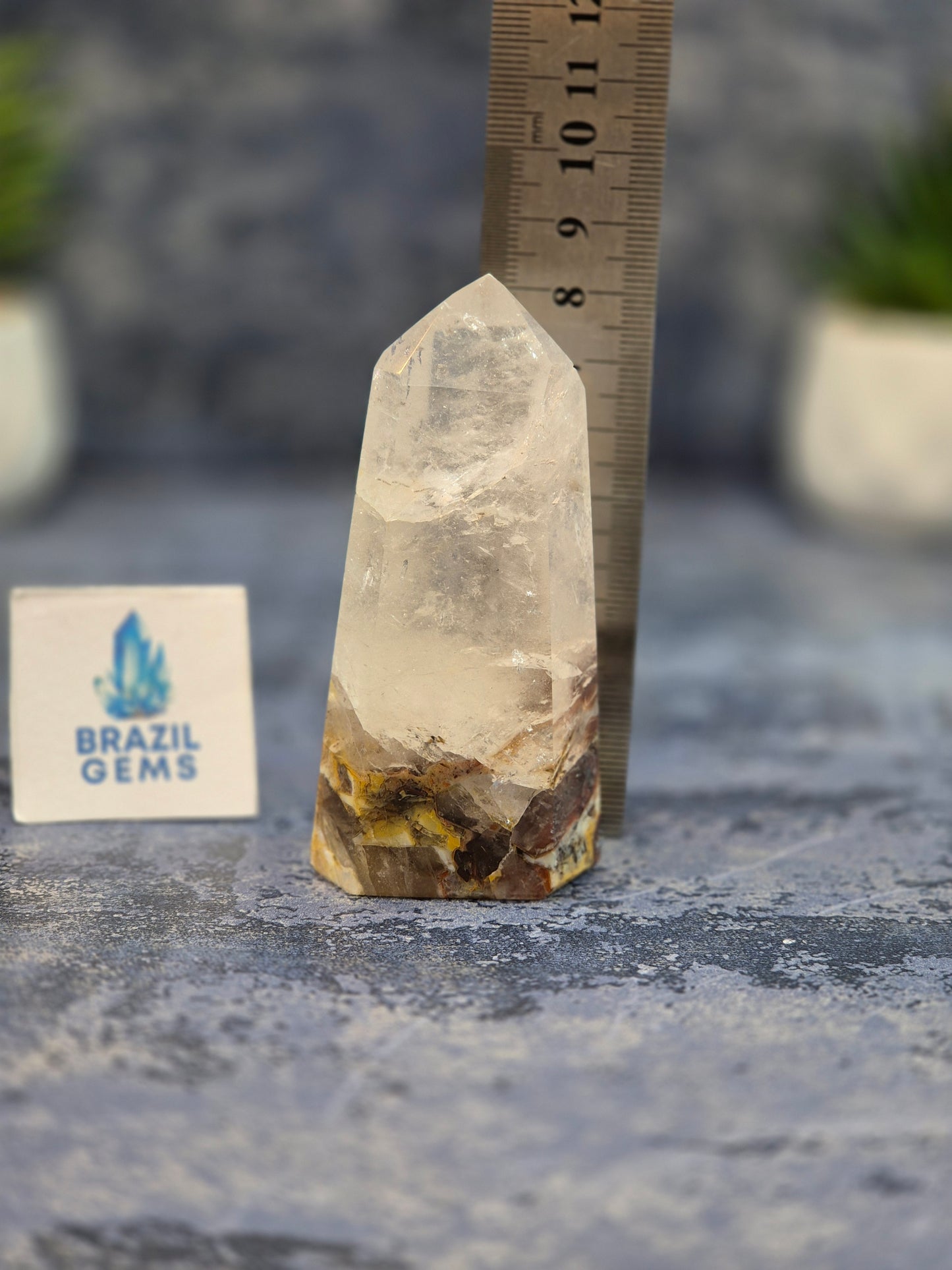 Blue Tara with Mosaic Calcite Point