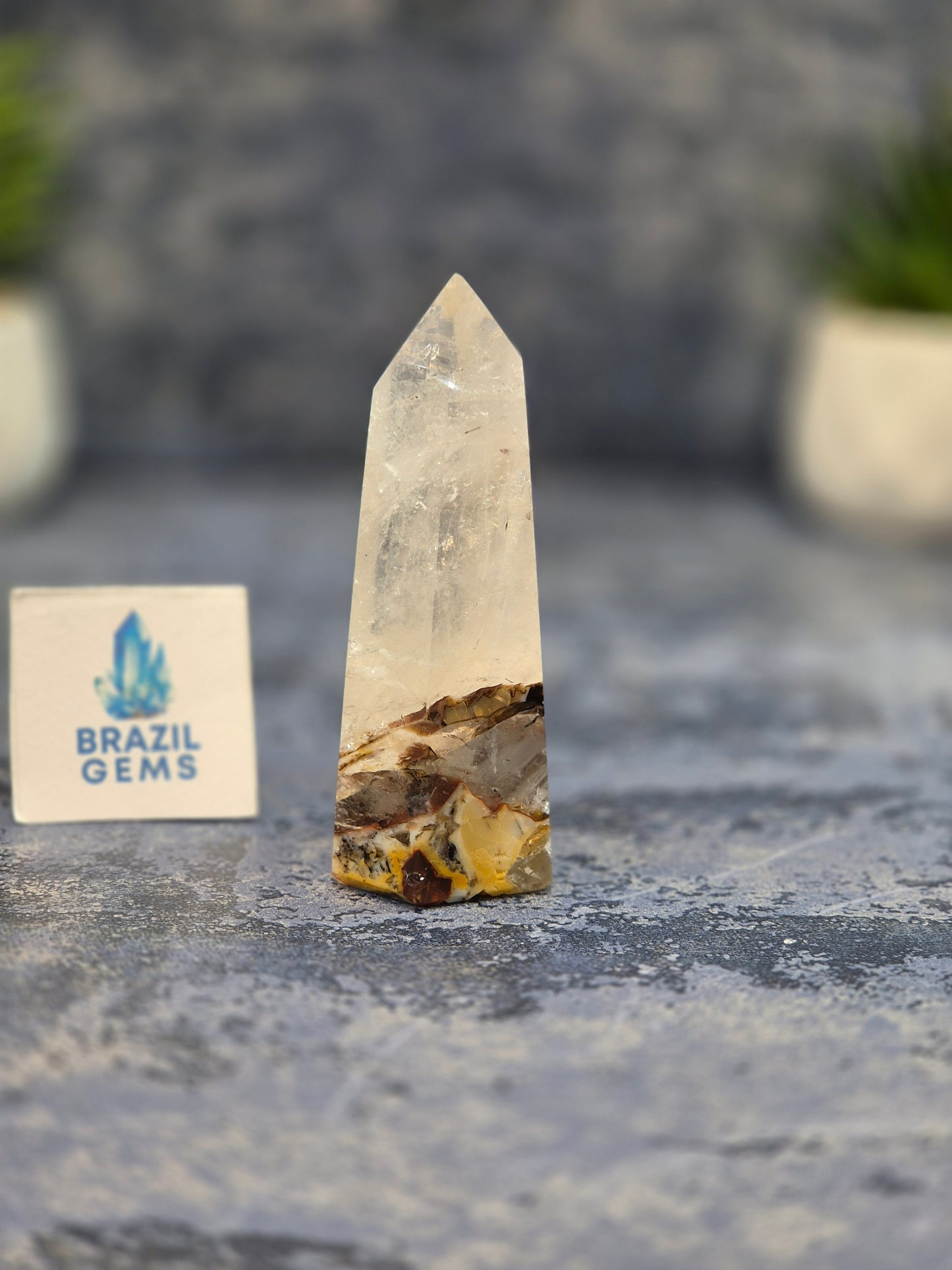 Blue Tara with Mosaic Calcite Point